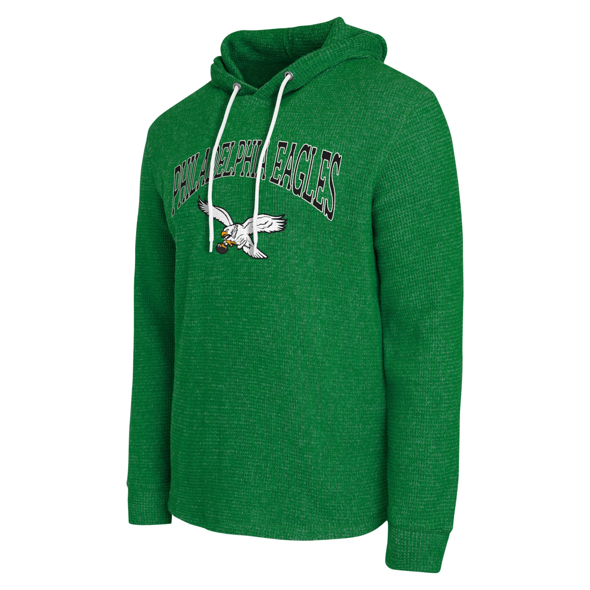 Men's Darius Rucker Collection by Fanatics Kelly Green Philadelphia Eagles Waffle Knit Hooded Tri-Blend Long Sleeve T-Shirt