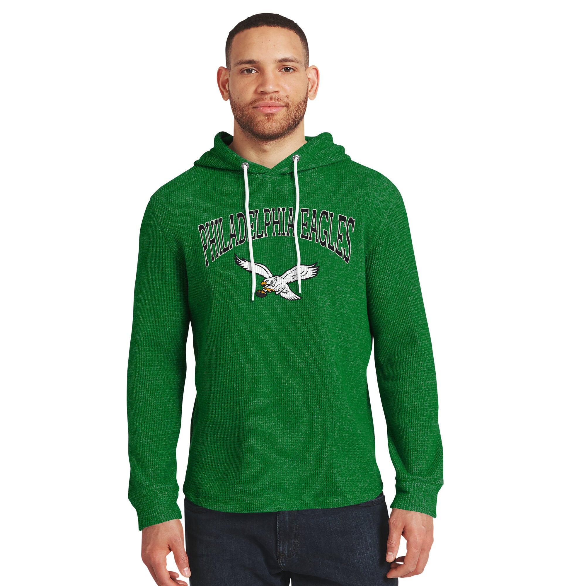 Collection Darius Rucker pour homme par Fanatics Kelly Green Philadelphia Eagles T-shirt à manches longues et capuche en maille gaufrée mélangée