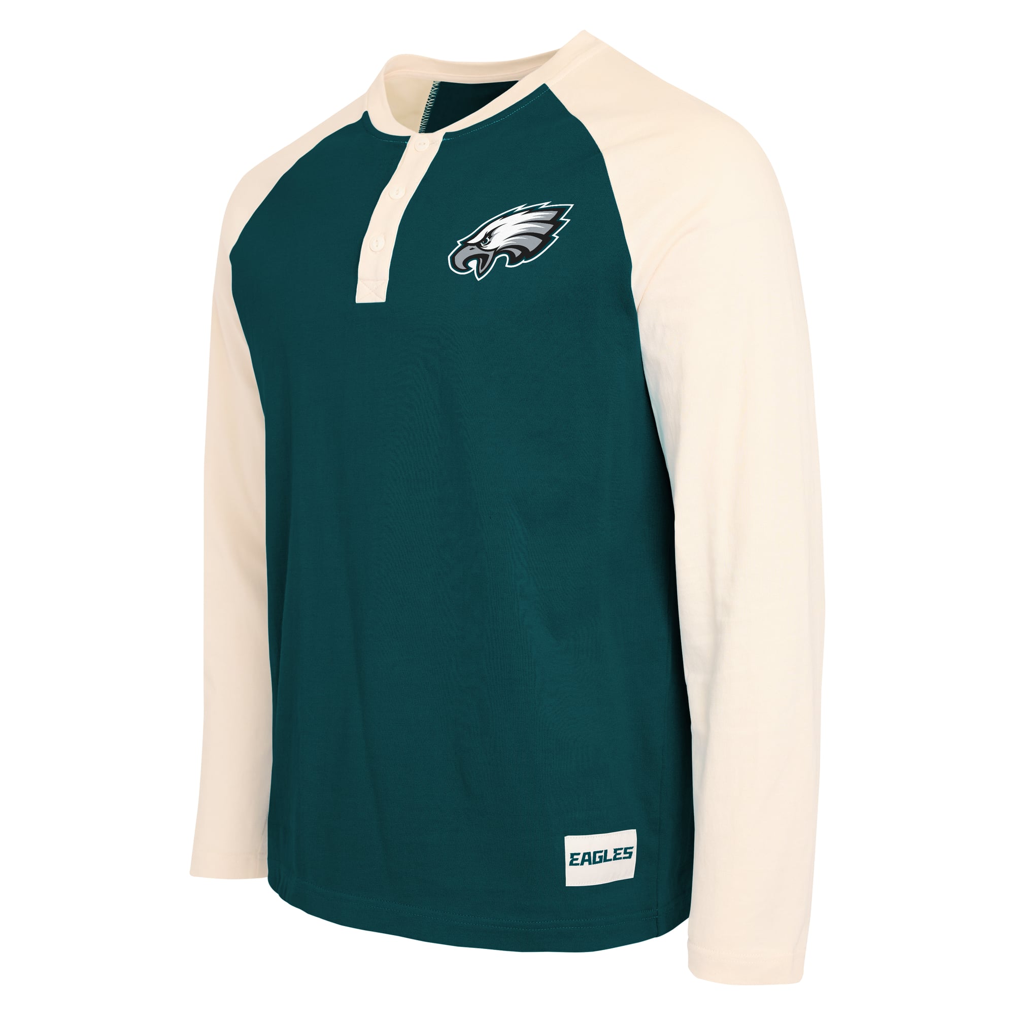 Collection Darius Rucker pour homme par Fanatics, T-shirt Henley à manches longues vert nuit/crème des Eagles de Philadelphie