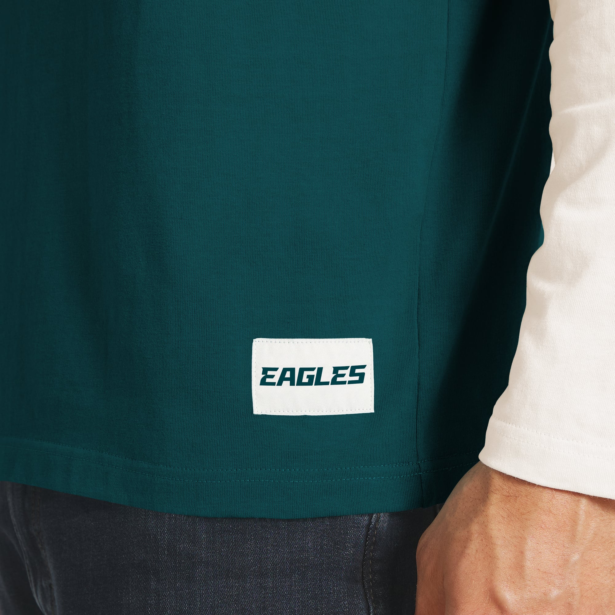 Collection Darius Rucker pour homme par Fanatics, T-shirt Henley à manches longues vert nuit/crème des Eagles de Philadelphie