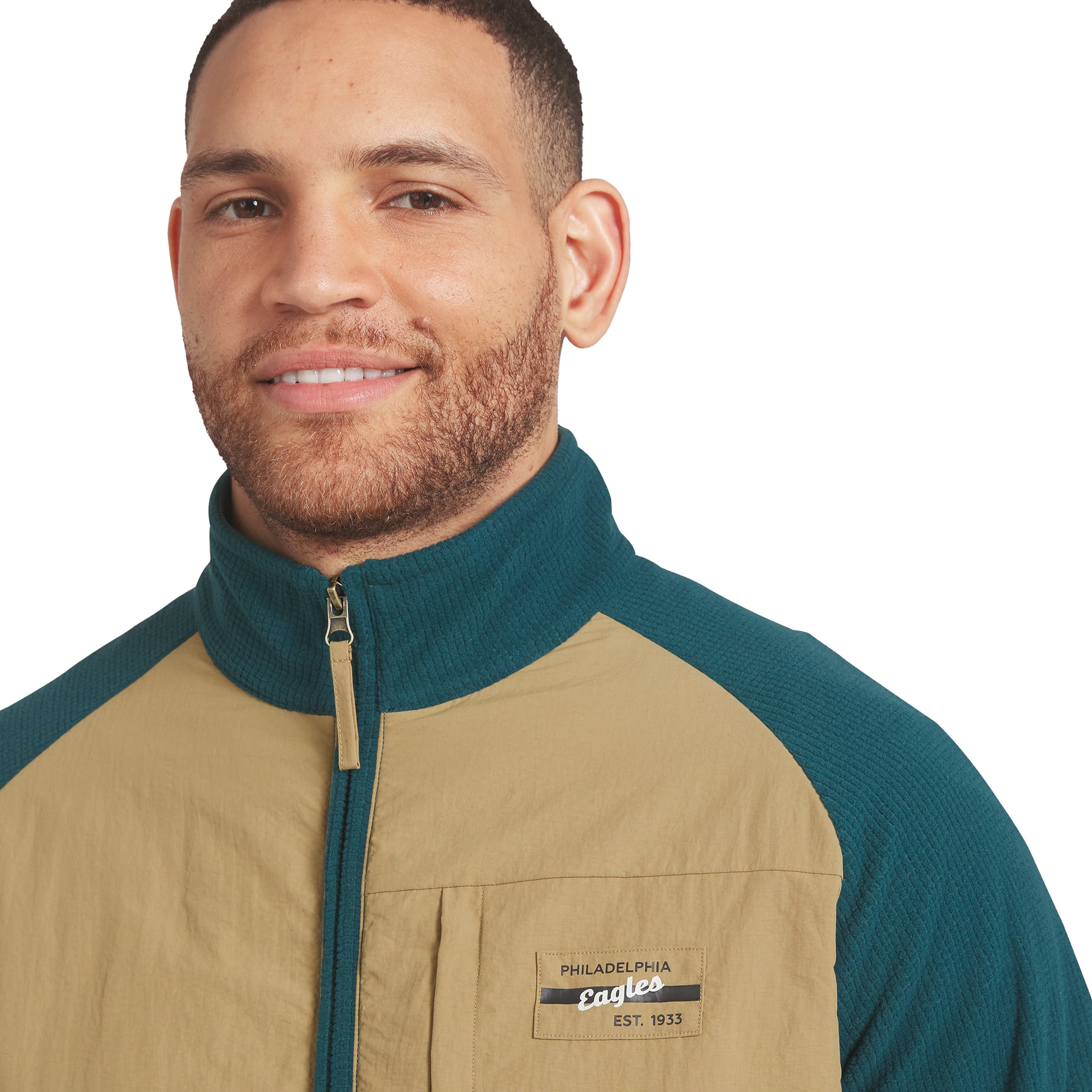 Veste raglan zippée vert nuit/beige Philadelphia Eagles de la collection Darius Rucker pour homme par Fanatics