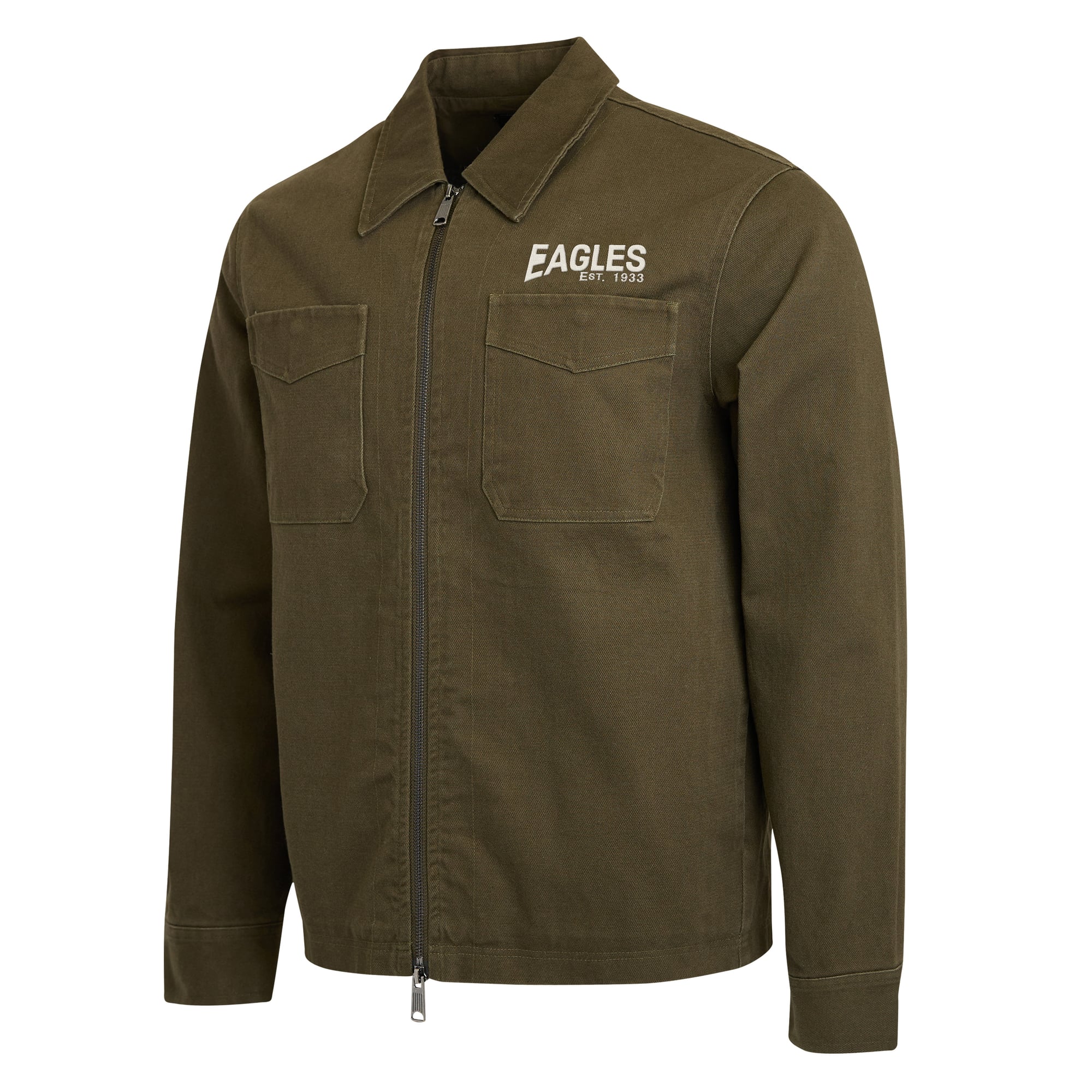 Veste zippée intégrale en toile brossée olive de la collection Darius Rucker pour homme par Fanatics Philadelphia Eagles