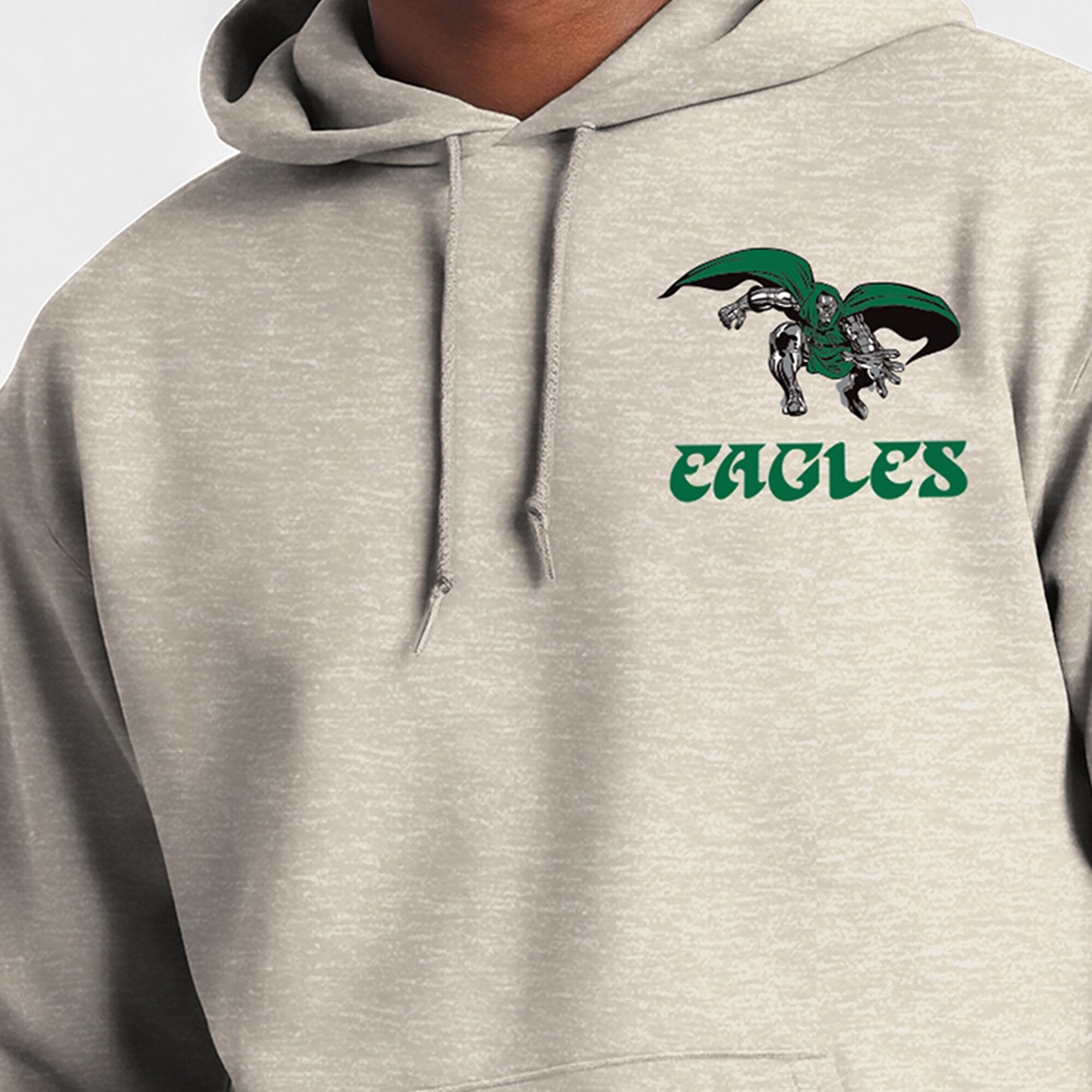 Sweat à capuche Disney x Champion Oatmeal Philadelphia Eagles Powerblend Fullback pour homme