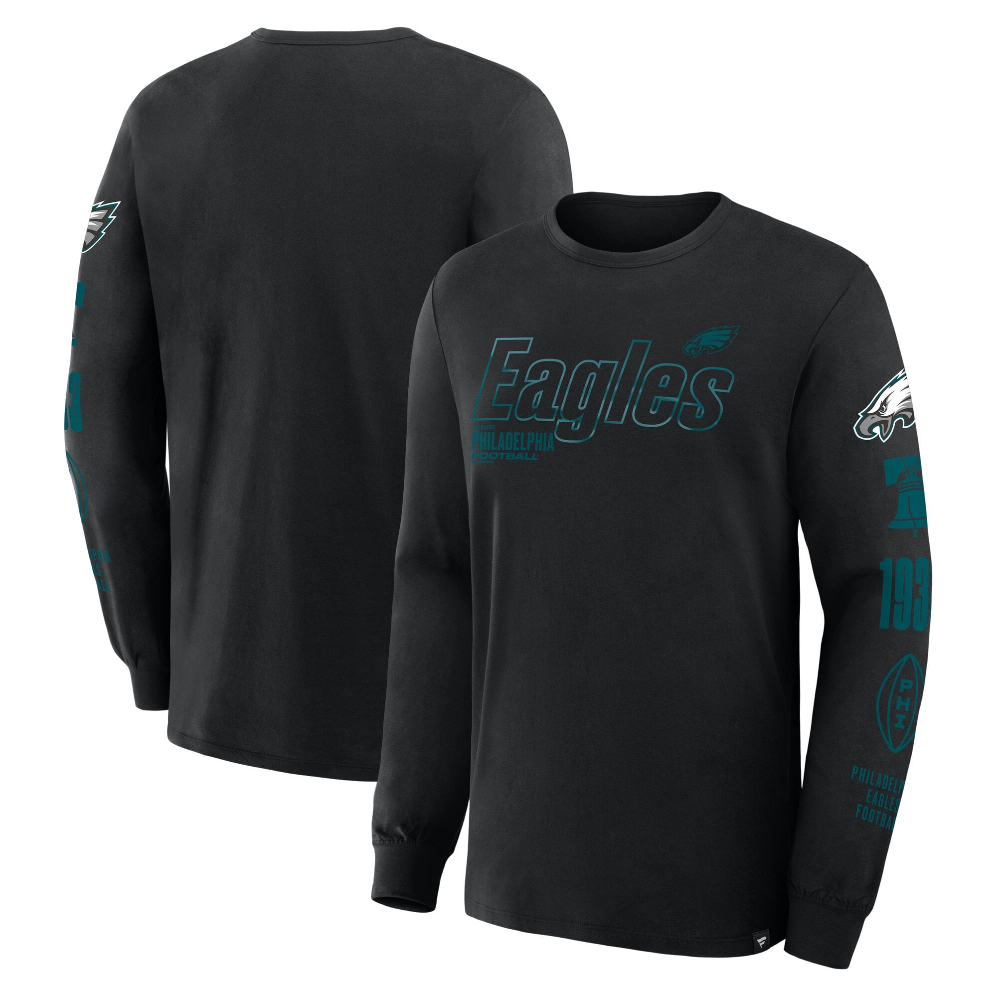 T-shirt à manches longues Fanatics Black Philadelphia Eagles Checkdown Pass pour homme
