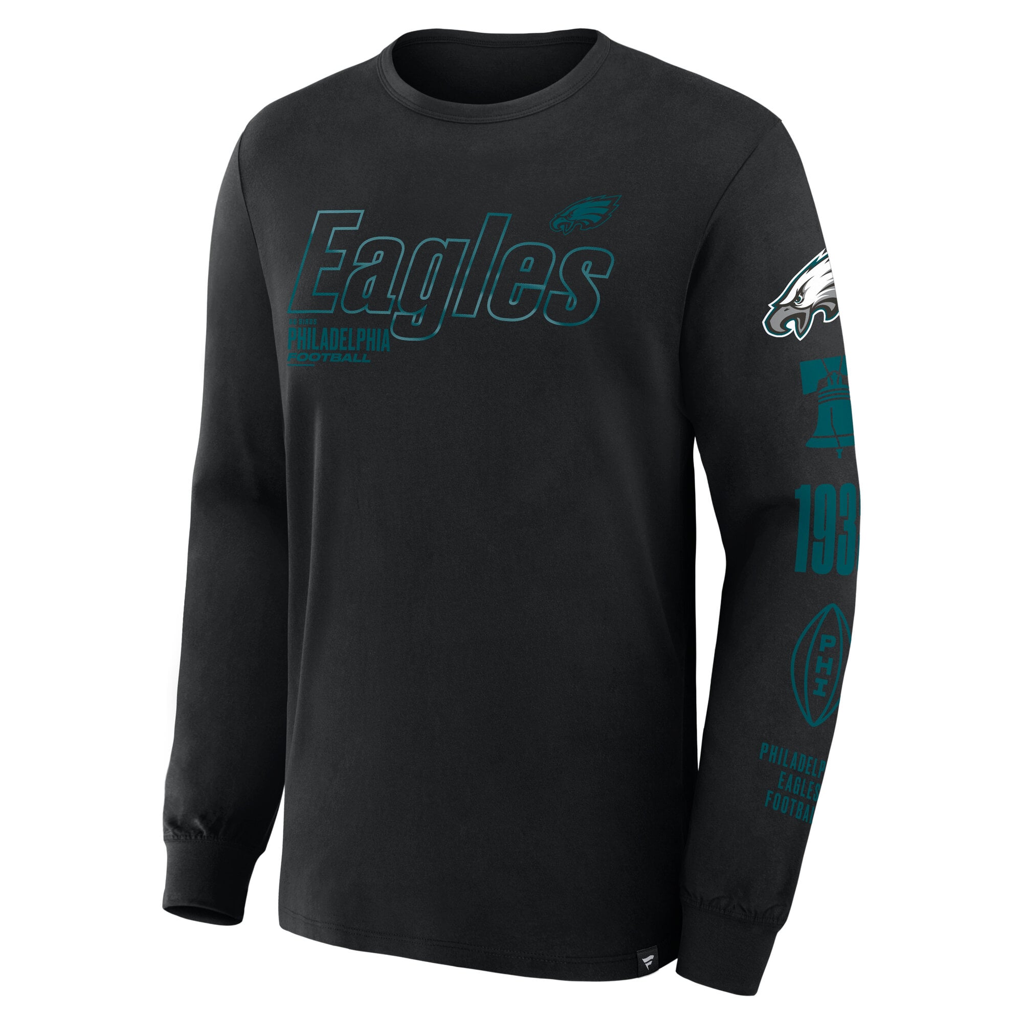 T-shirt à manches longues Fanatics Black Philadelphia Eagles Checkdown Pass pour homme