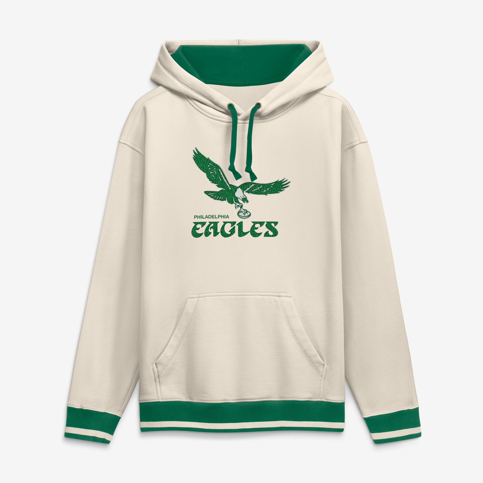 Men's Fanatics Cream Philadelphia Eagles Chenille Heavyweight Fleece Hoodie