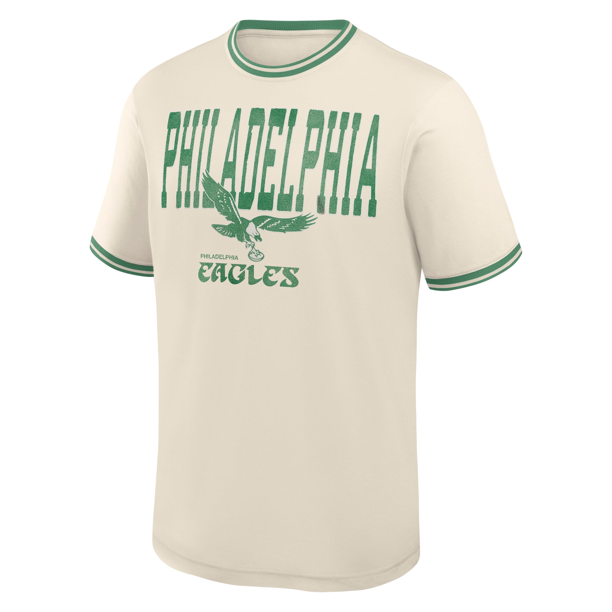 Men's Fanatics Cream Philadelphia Eagles Time Honored Tradition Ringer Fashion Top