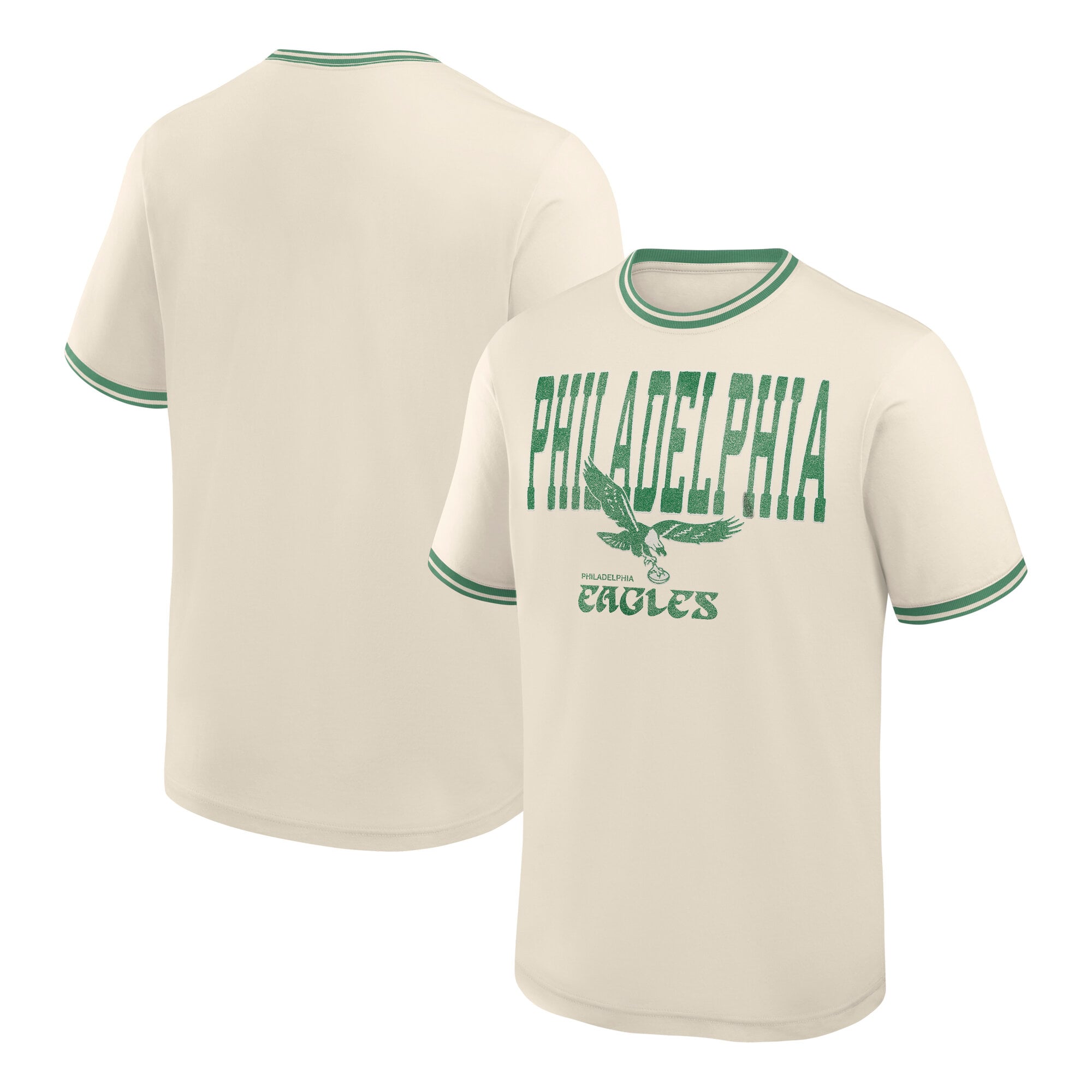 Men's Fanatics Cream Philadelphia Eagles Time Honored Tradition Ringer Fashion Top