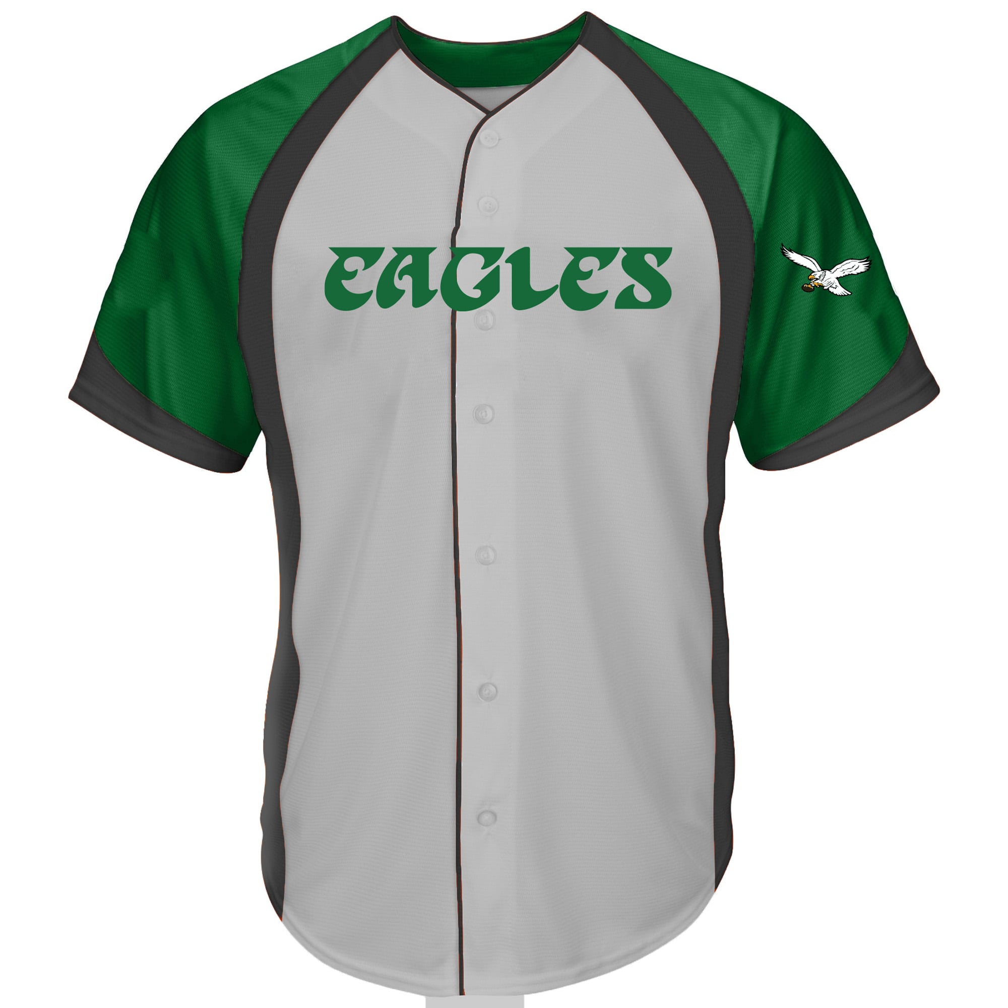 Men's Fanatics Gray Philadelphia Eagles Big & Tall Button-Up Raglan Fashion Top