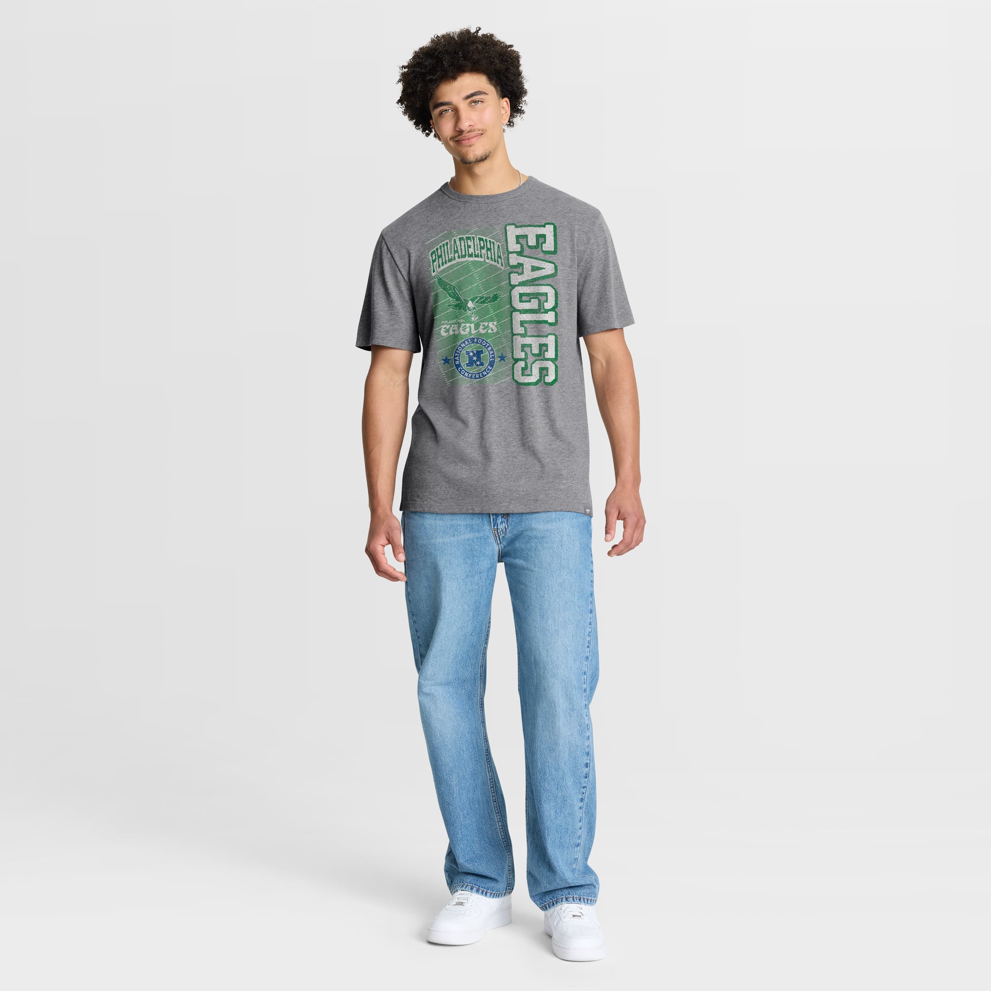 Men's Fanatics Heather Gray Philadelphia Eagles Tribute Direct Handoff Tri-Blend T-Shirt
