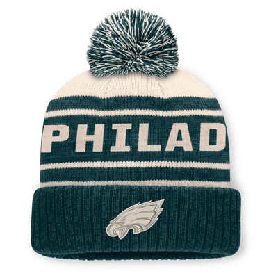Philadelphia Eagles Fanatics Men's Cuffed Knit Hat with Pom - Midnight Green