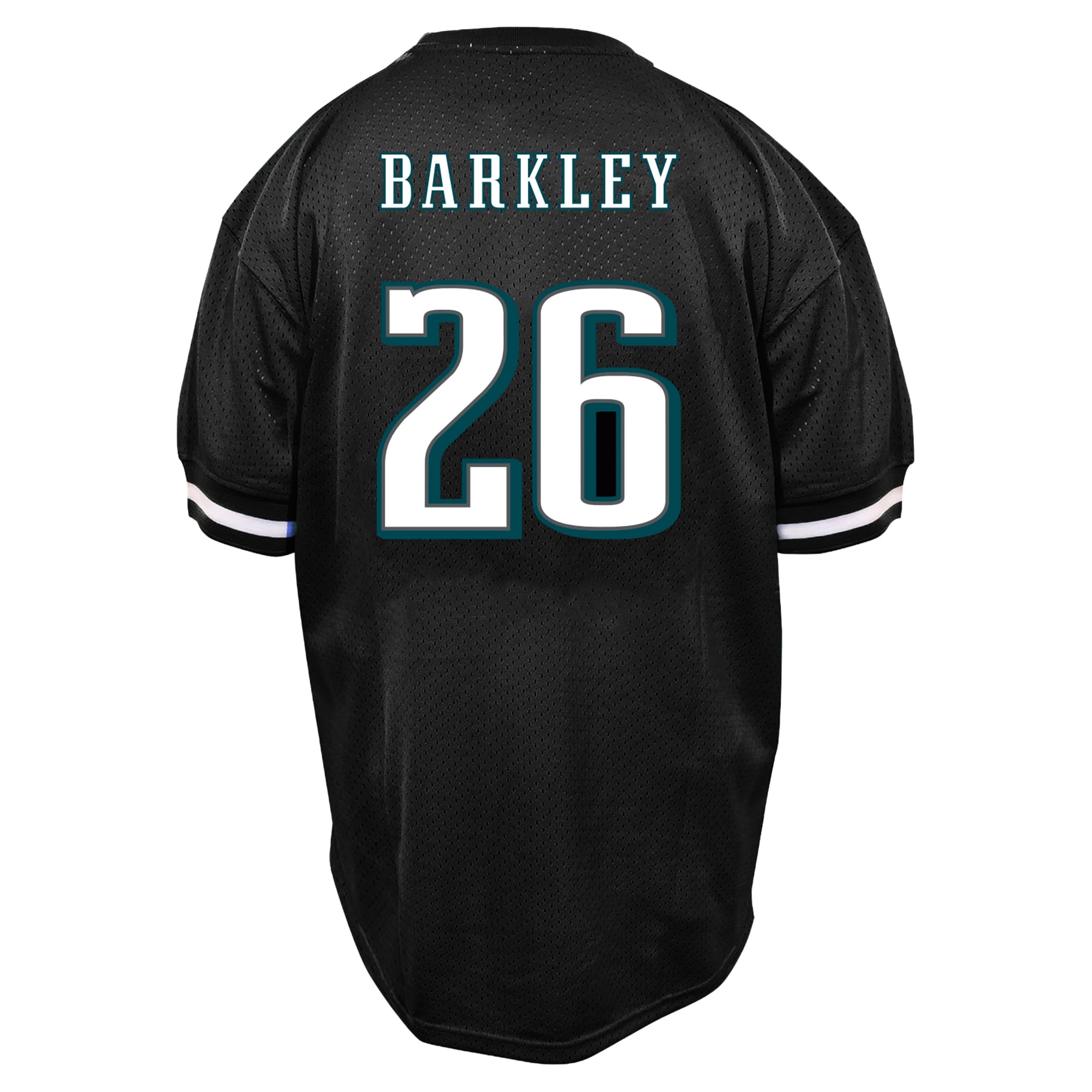T-shirt Fanatics Saquon Barkley noir Philadelphia Eagles pour homme, grandes tailles, en maille, avec nom et numéro.
