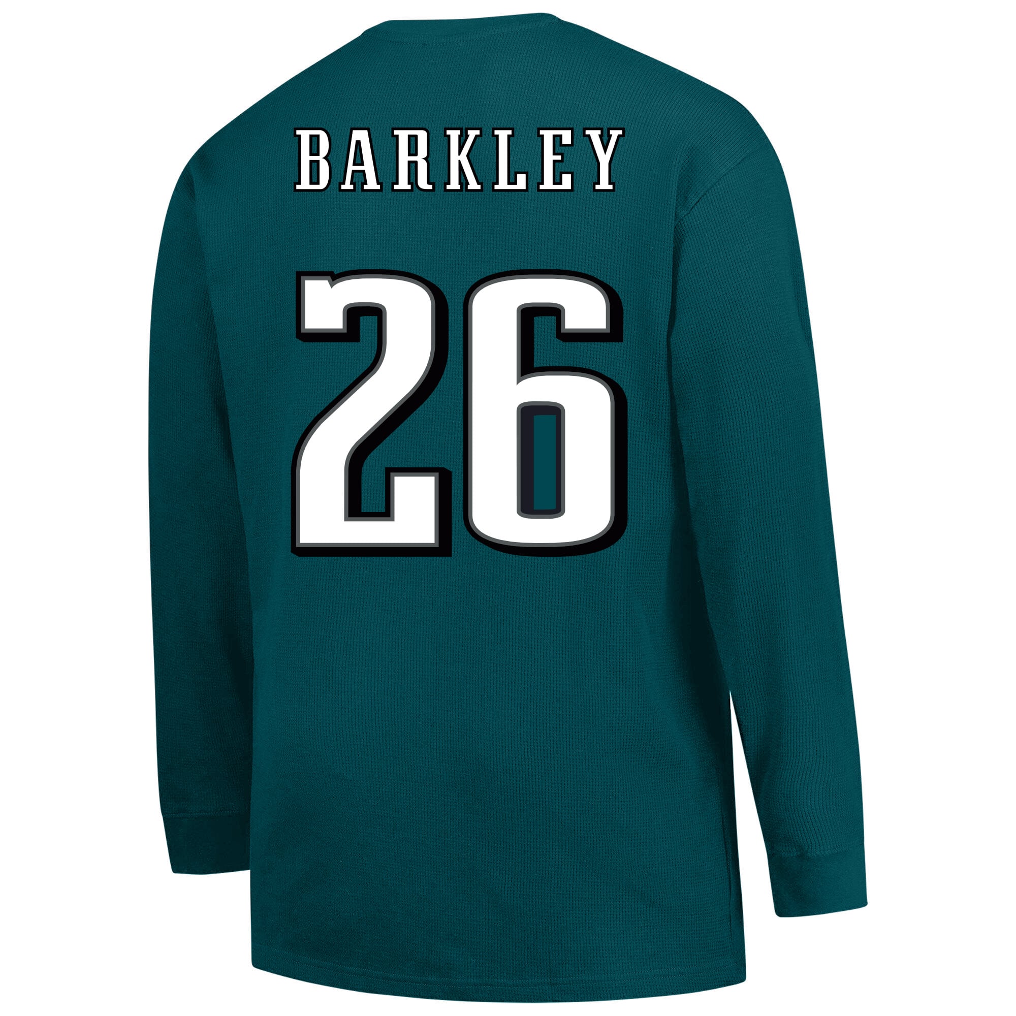T-shirt thermique à manches longues gaufrées Fanatics Saquon Barkley vert nuit Philadelphia Eagles pour homme, grandes tailles