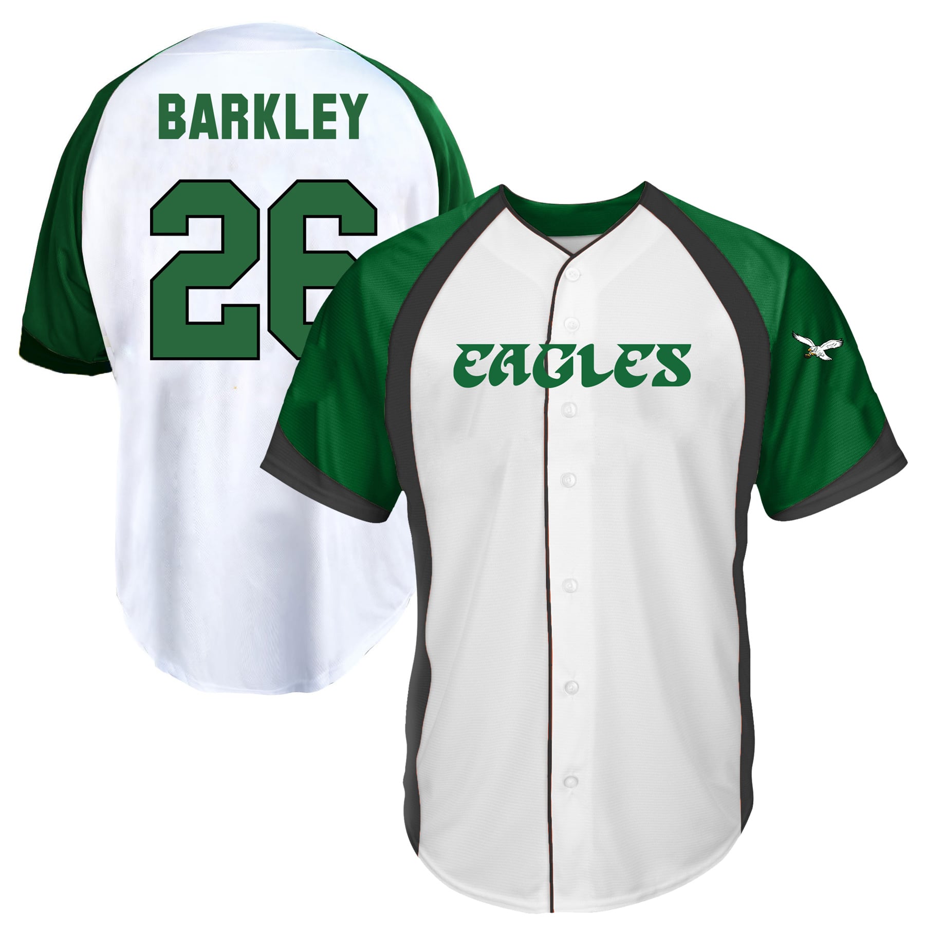 Men's Fanatics Saquon Barkley White Philadelphia Eagles Big & Tall Button-Up Baseball Jersey Top