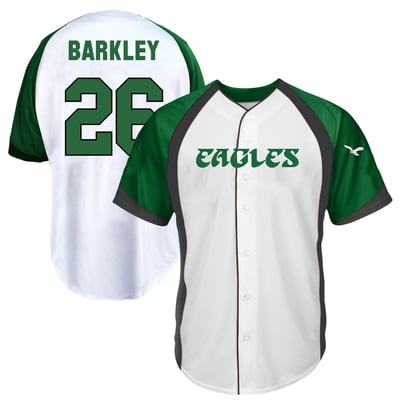 Saquon Barkley Philadelphia Eagles Fanatics Big & Tall Button-Up Baseball Jersey Top - White