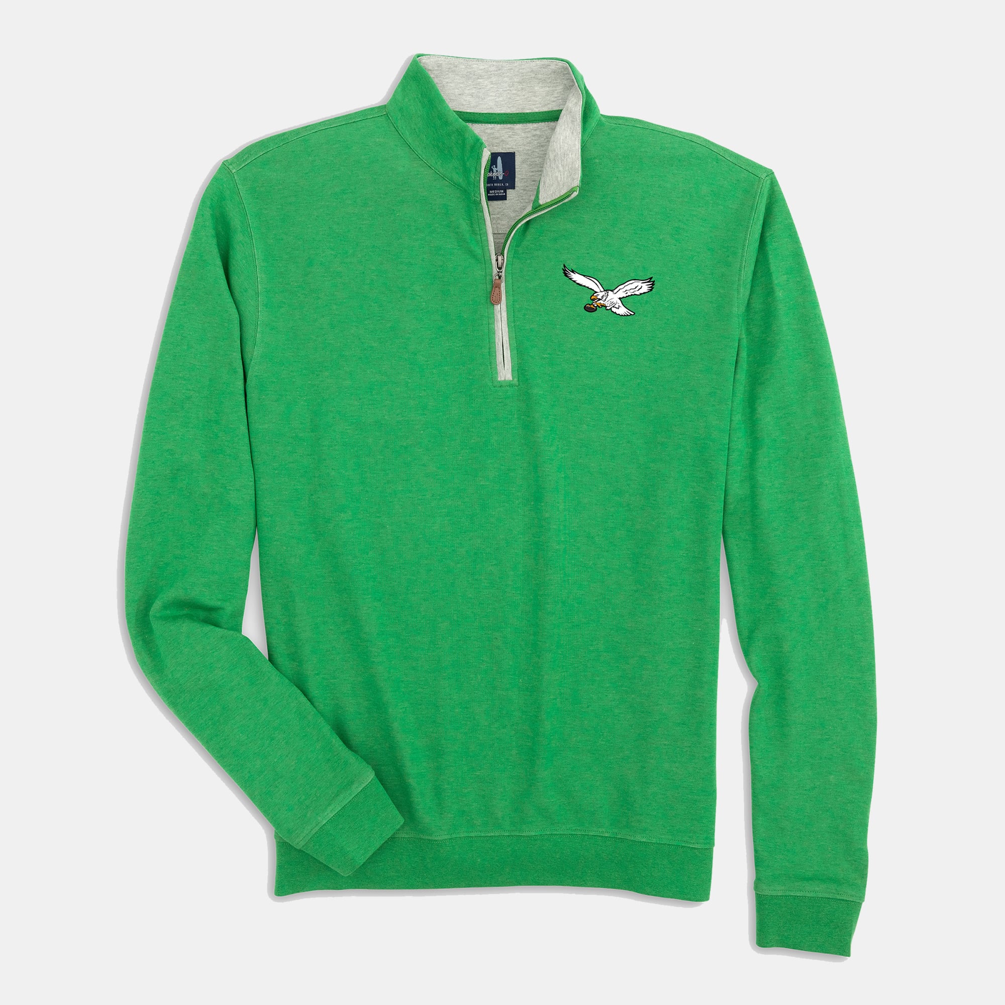 Men's johnnie-O Kelly Green Philadelphia Eagles Sully Tri-Blend Quarter-Zip Pullover