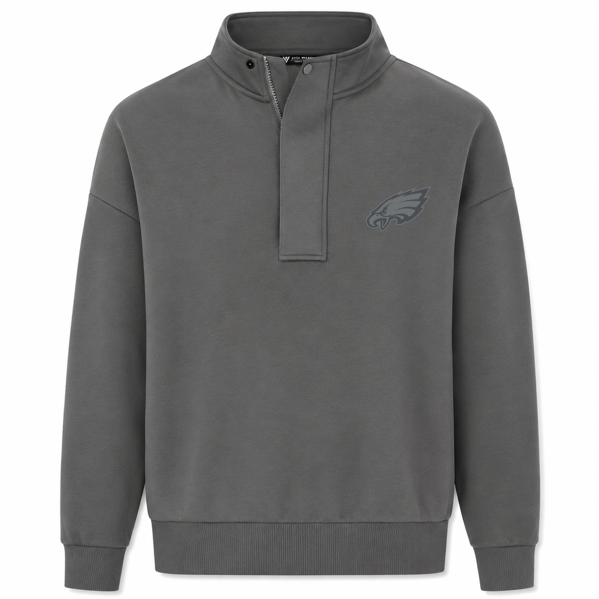 Pull à col zippé Levelwear gris Philadelphia Eagles Core Logo Luxe Stein pour homme