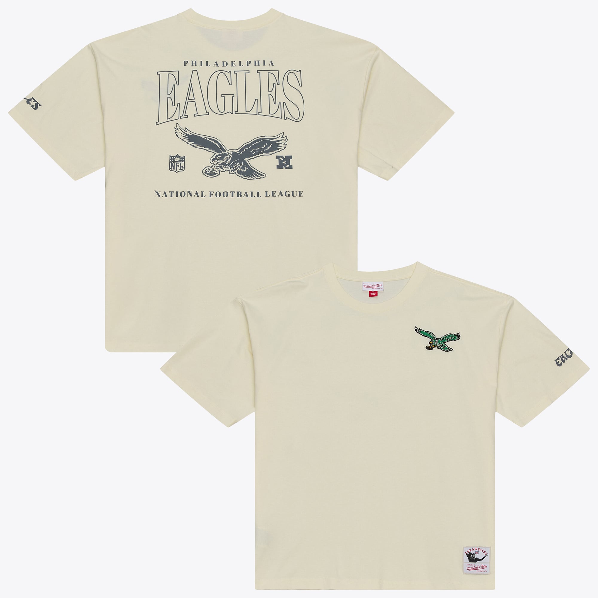 Men's Mitchell & Ness  Cream Philadelphia Eagles Oversized Heritage Hues T-Shirt
