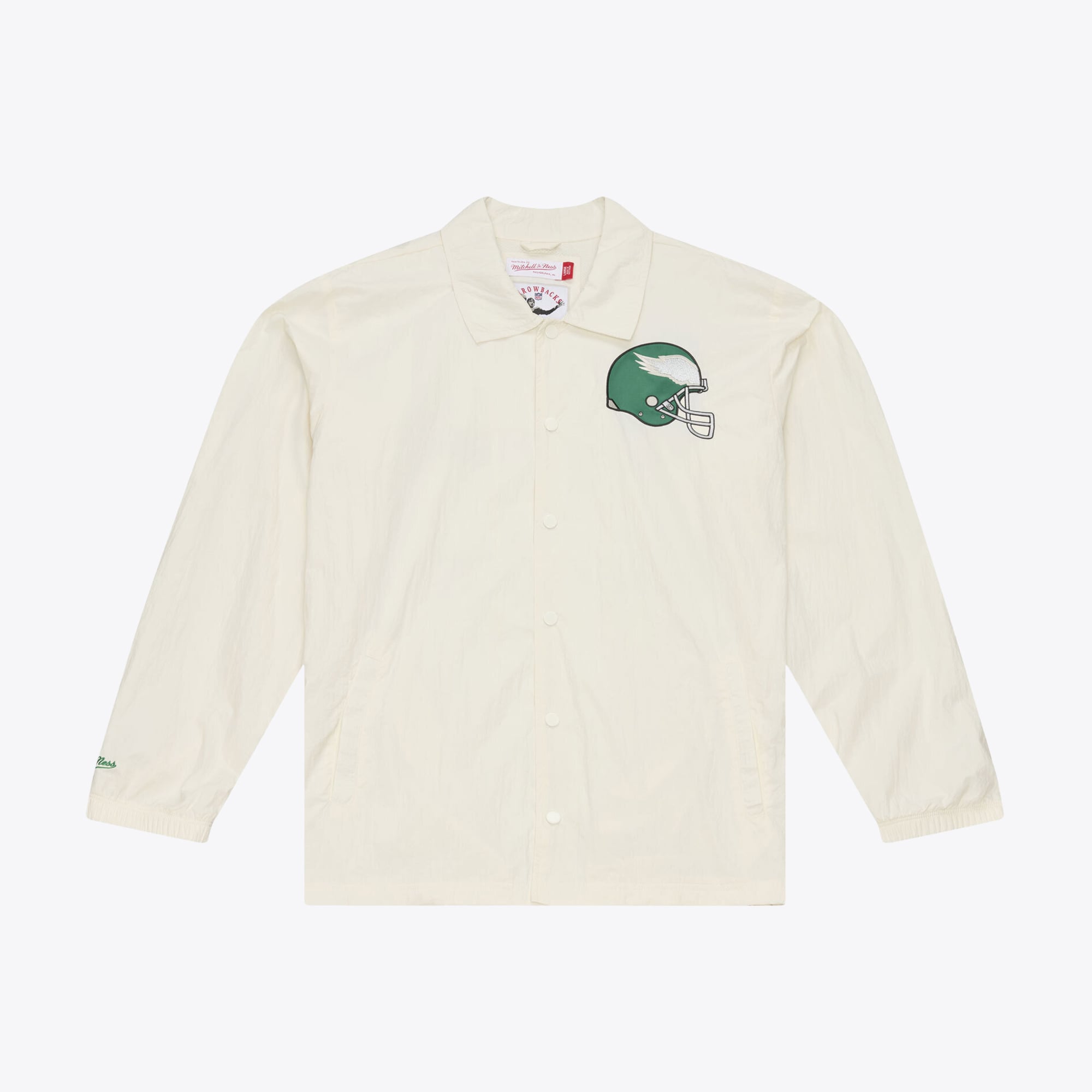 Veste de coach Mitchell & Ness crème Philadelphia Eagles Retro Roots pour homme