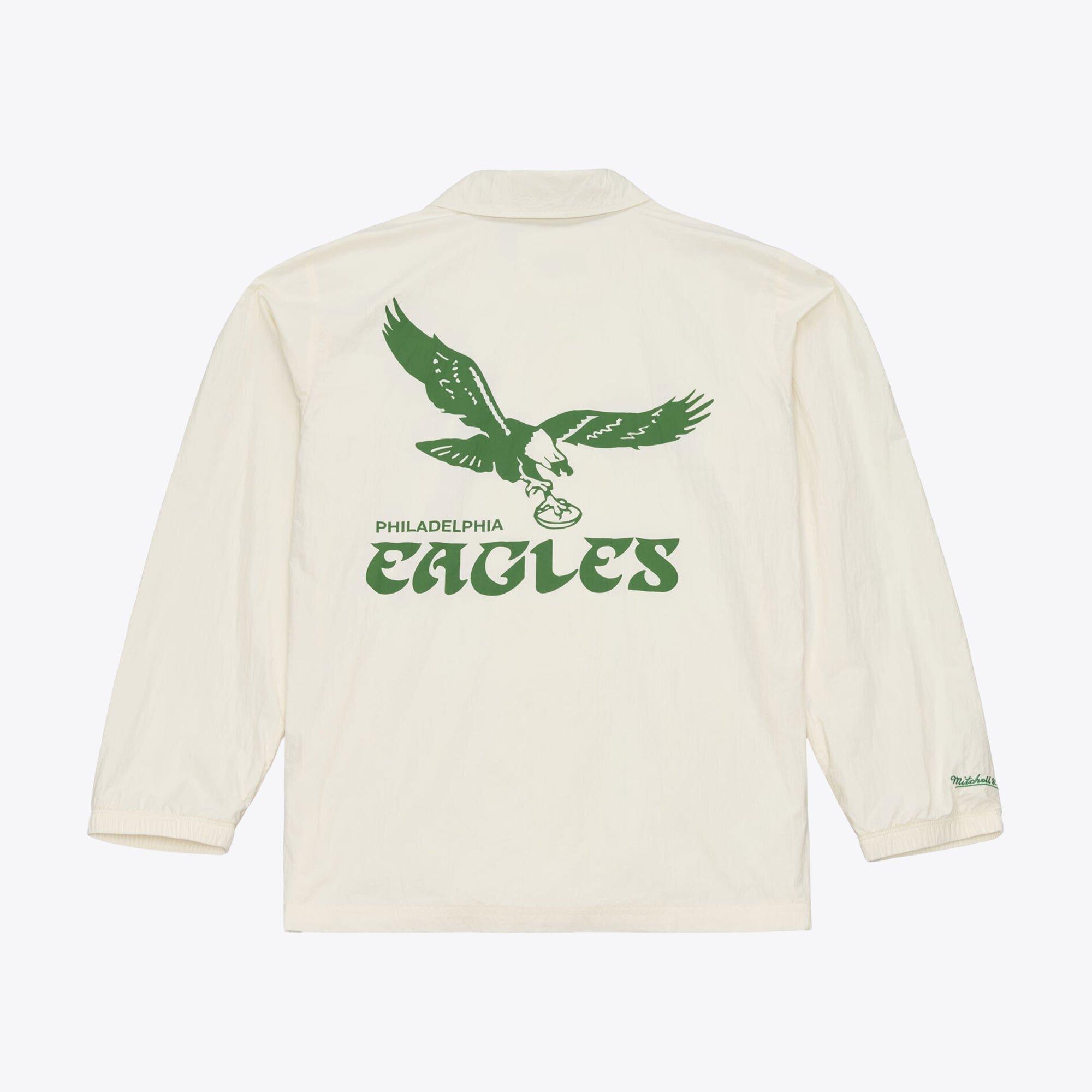 Veste de coach Mitchell & Ness crème Philadelphia Eagles Retro Roots pour homme