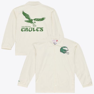  Philadelphia Eagles Mitchell & Ness Retro Roots Coaches Jacket - Cream