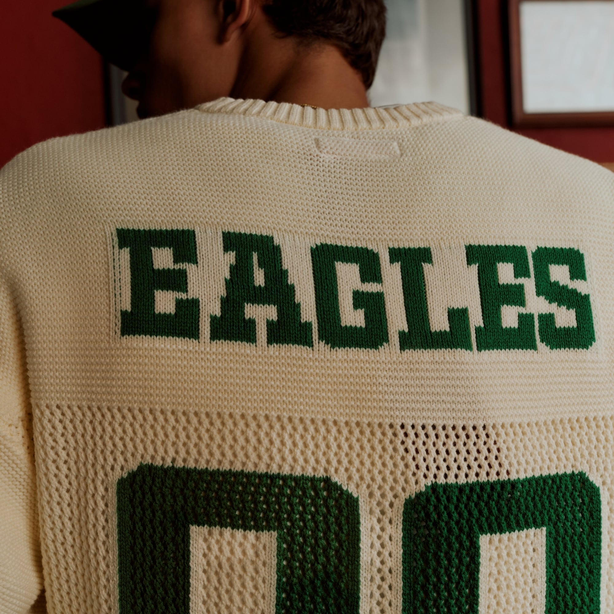 Maillot de baseball Mitchell & Ness crème Philadelphia Eagles Retro Roots à manches courtes pour homme