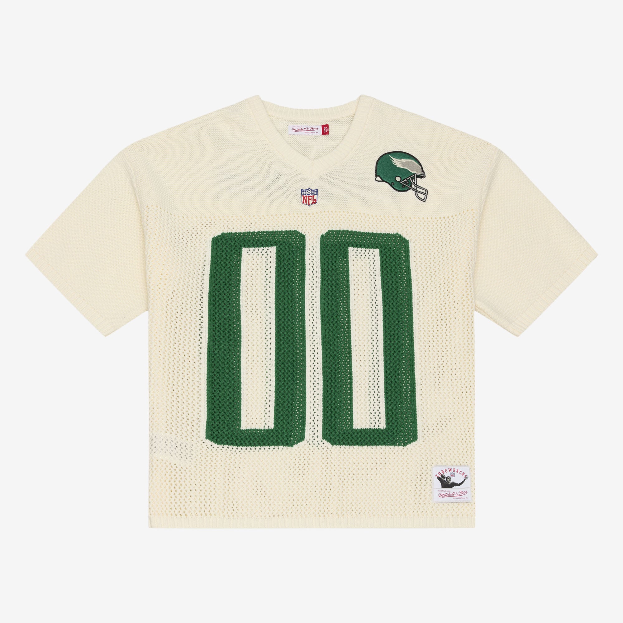 Maillot de baseball Mitchell & Ness crème Philadelphia Eagles Retro Roots à manches courtes pour homme