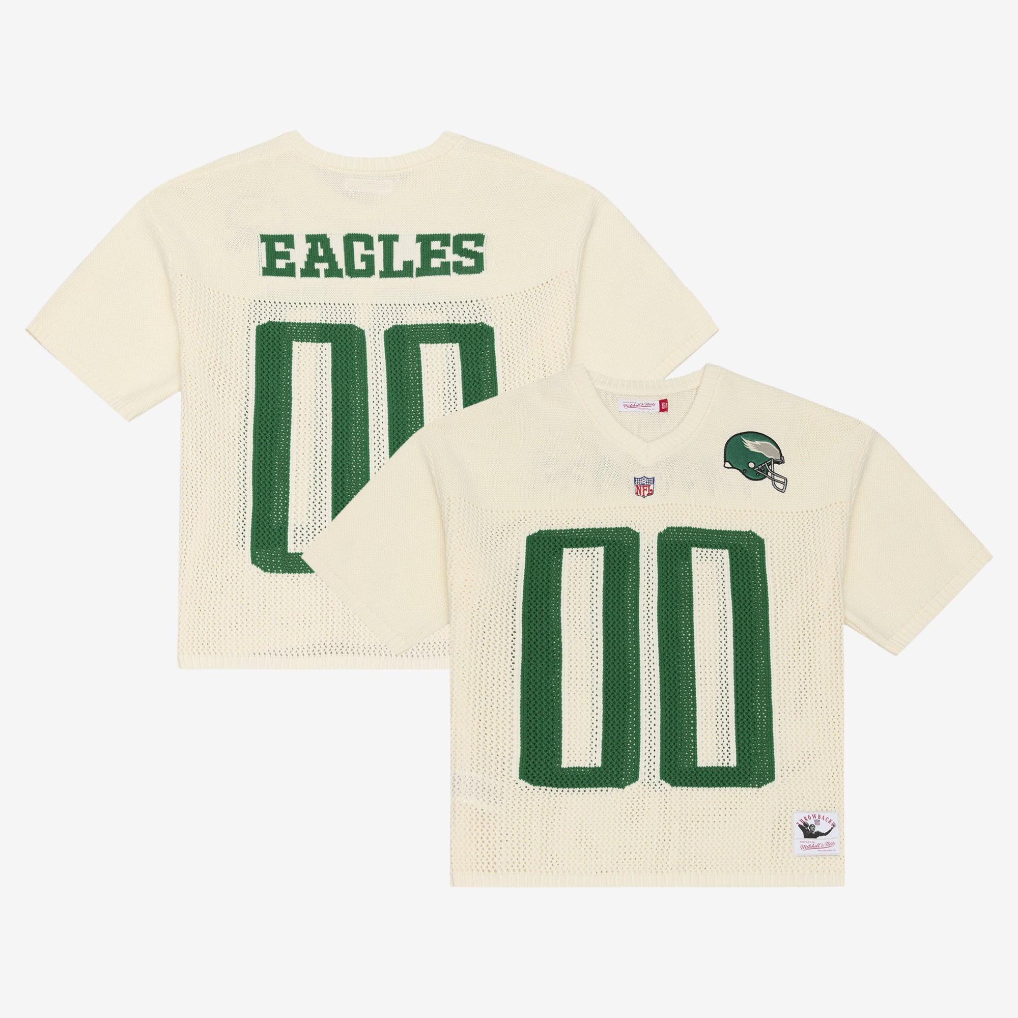 Maillot de baseball Mitchell & Ness crème Philadelphia Eagles Retro Roots à manches courtes pour homme