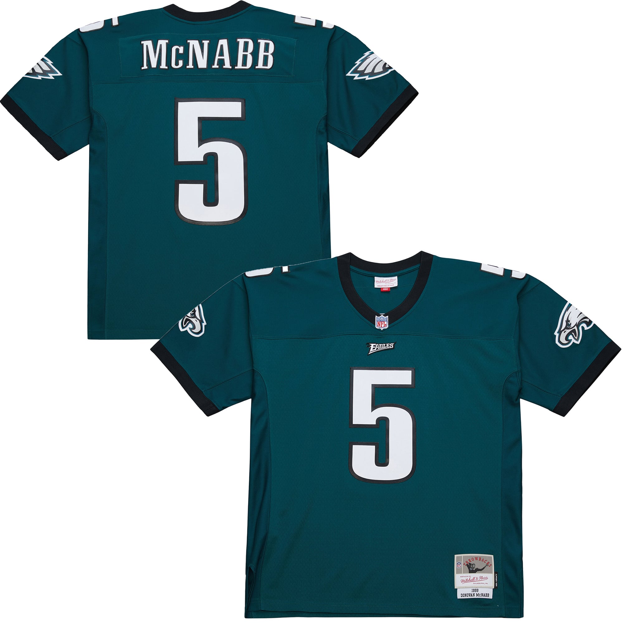 Maillot réplique Mitchell & Ness Donovan McNabb vert nuit des Philadelphia Eagles 1999 Legacy pour homme