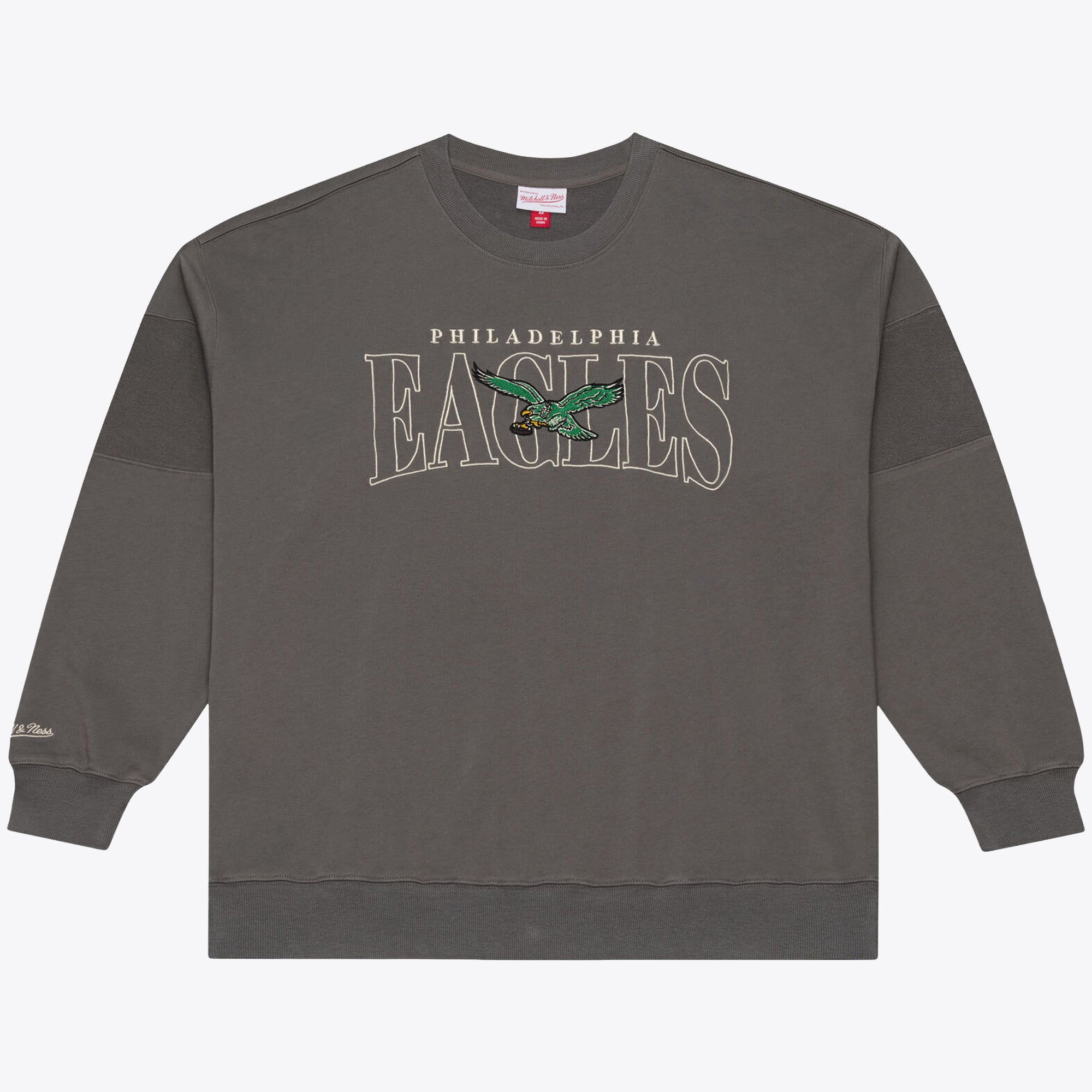 Sweat-shirt polaire surdimensionné gris pour homme Mitchell & Ness Philadelphia Eagles Heritage Hues