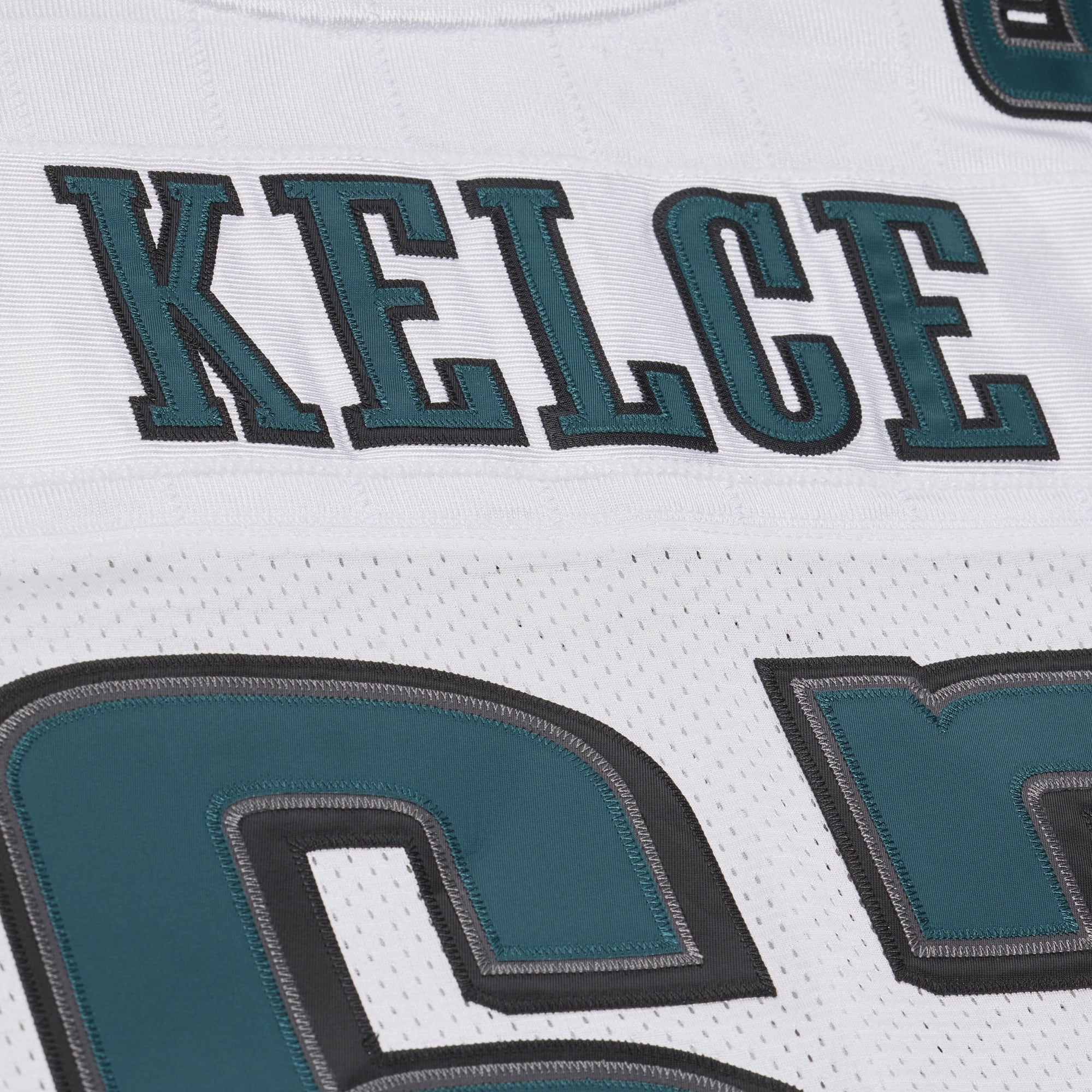 Maillot rétro authentique Mitchell & Ness Jason Kelce blanc des Eagles de Philadelphie 2011 pour homme