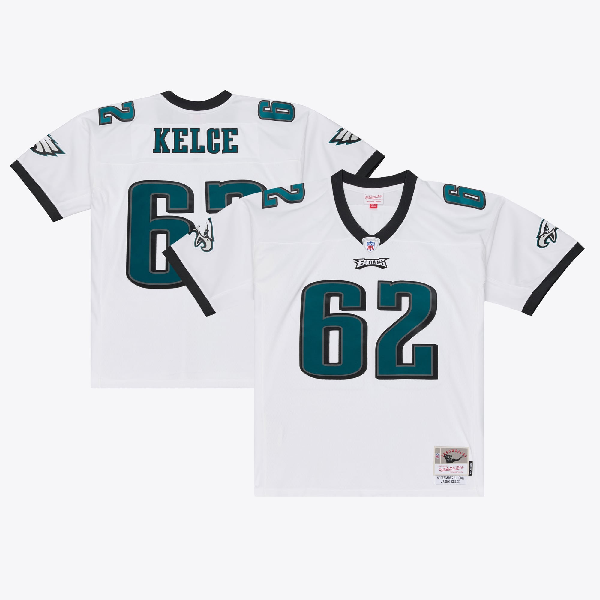 Maillot réplique Legacy 2011 de Jason Kelce, blanc, Mitchell & Ness, Philadelphia Eagles, pour homme, grandes tailles
