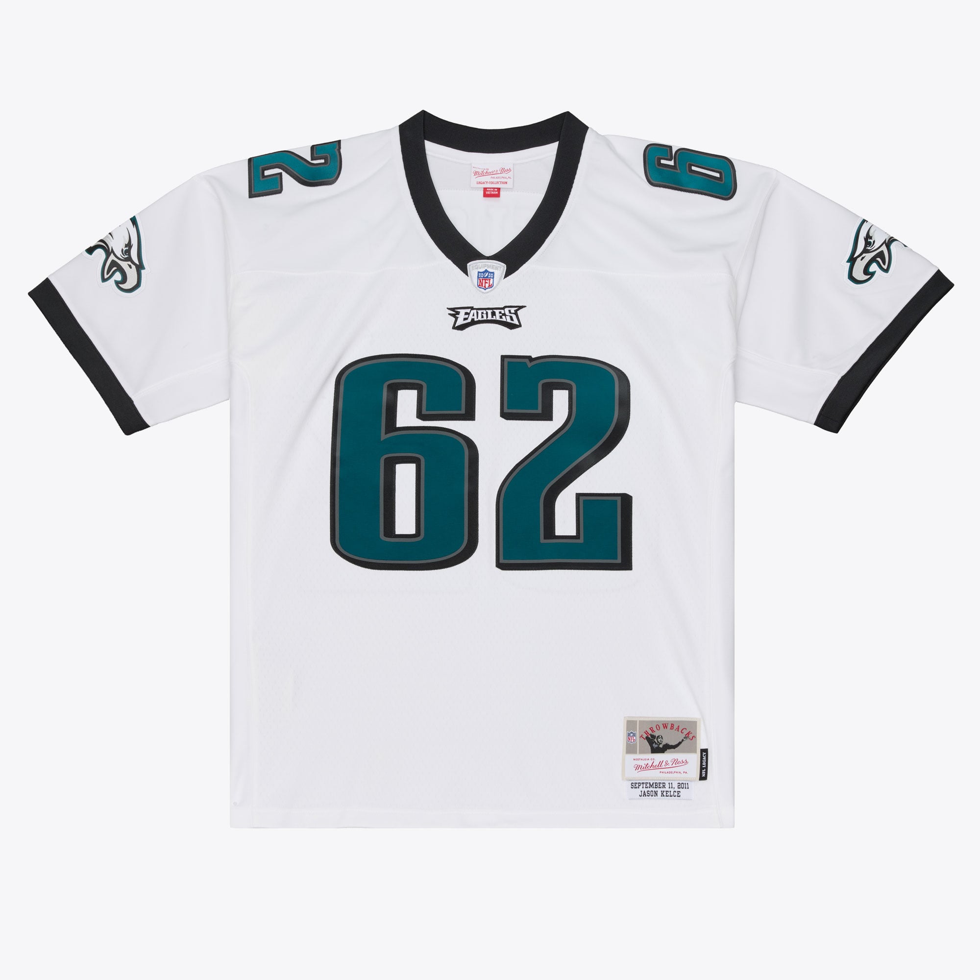 Maillot réplique Legacy 2011 de Jason Kelce, blanc, Mitchell & Ness, Philadelphia Eagles, pour homme, grandes tailles