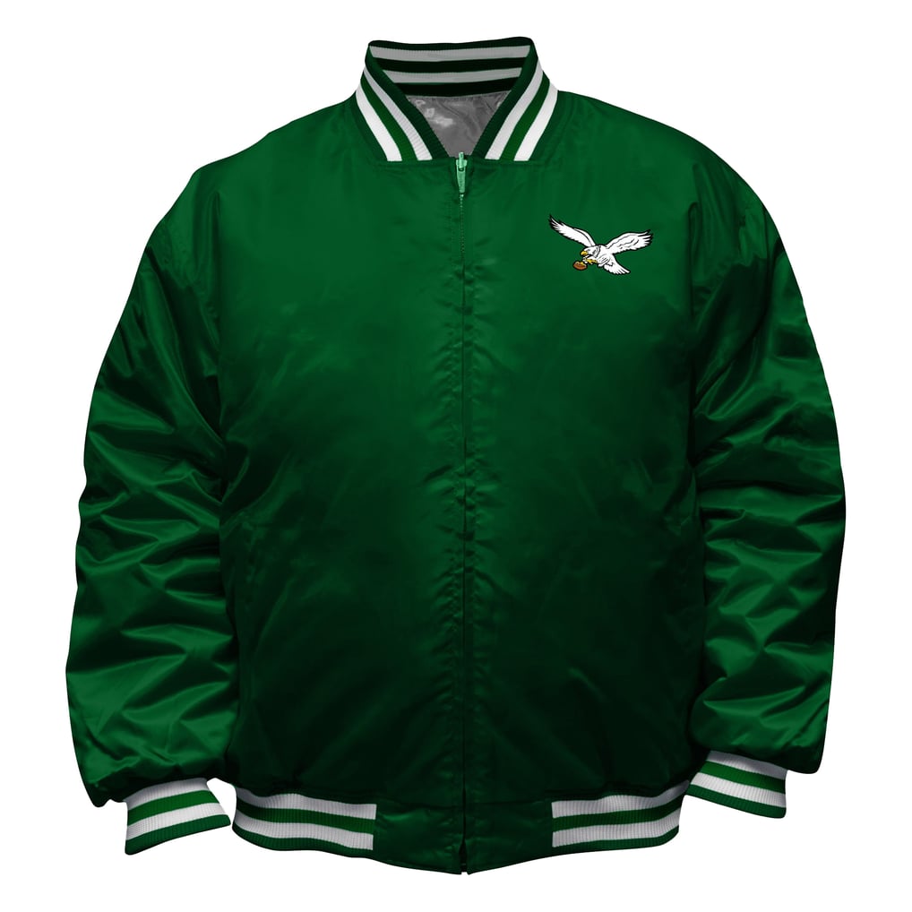 Philadelphia Eagles Mitchell & Ness Big & Tall Throwback Reversible Full-Zip Jacket - Kelly Green/Silver