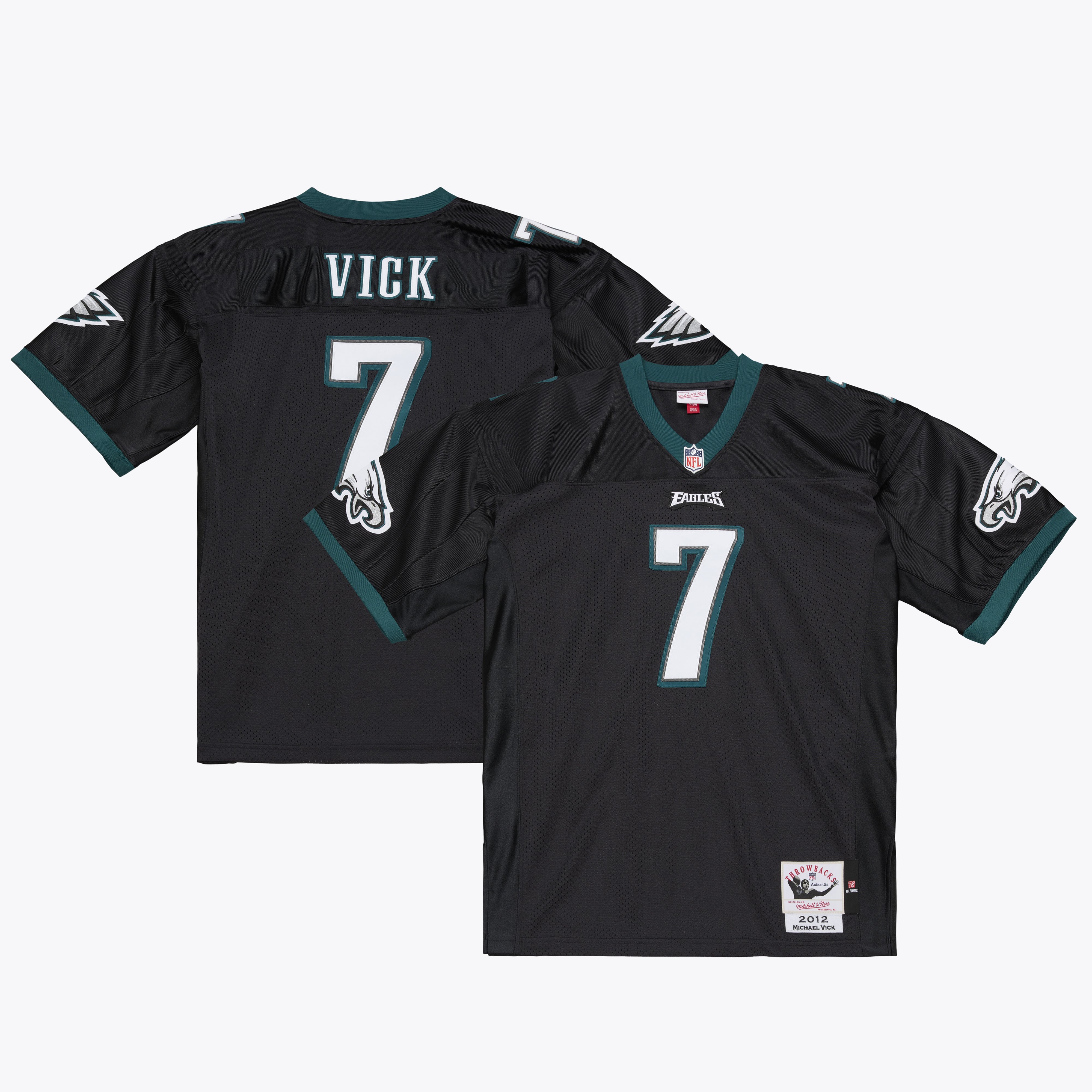 Men's Mitchell & Ness Michael Vick Black Philadelphia Eagles 2012 Authentic Throwback Jersey