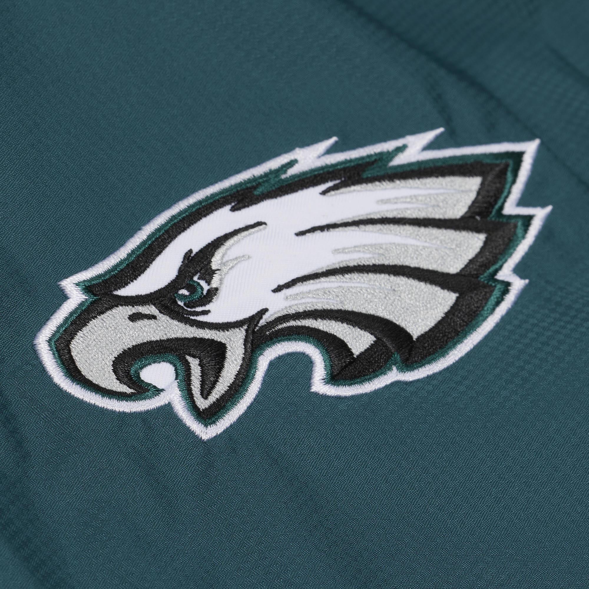 Coupe-vent Mitchell & Ness pour homme, vert nuit/noir, motif à carreaux triples des Eagles de Philadelphie, fermeture éclair au quart.