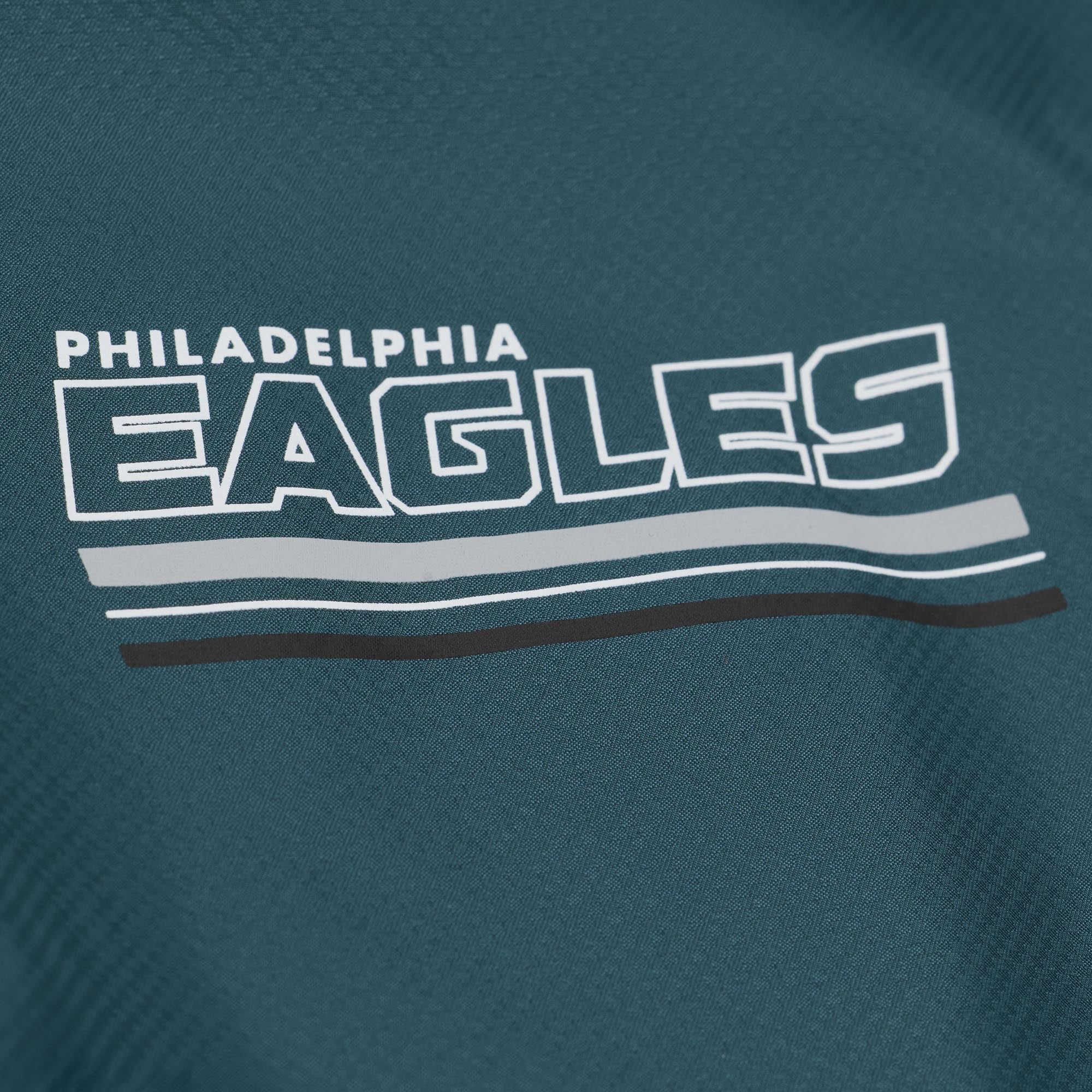 Coupe-vent Mitchell & Ness pour homme, vert nuit/noir, motif à carreaux triples des Eagles de Philadelphie, fermeture éclair au quart.