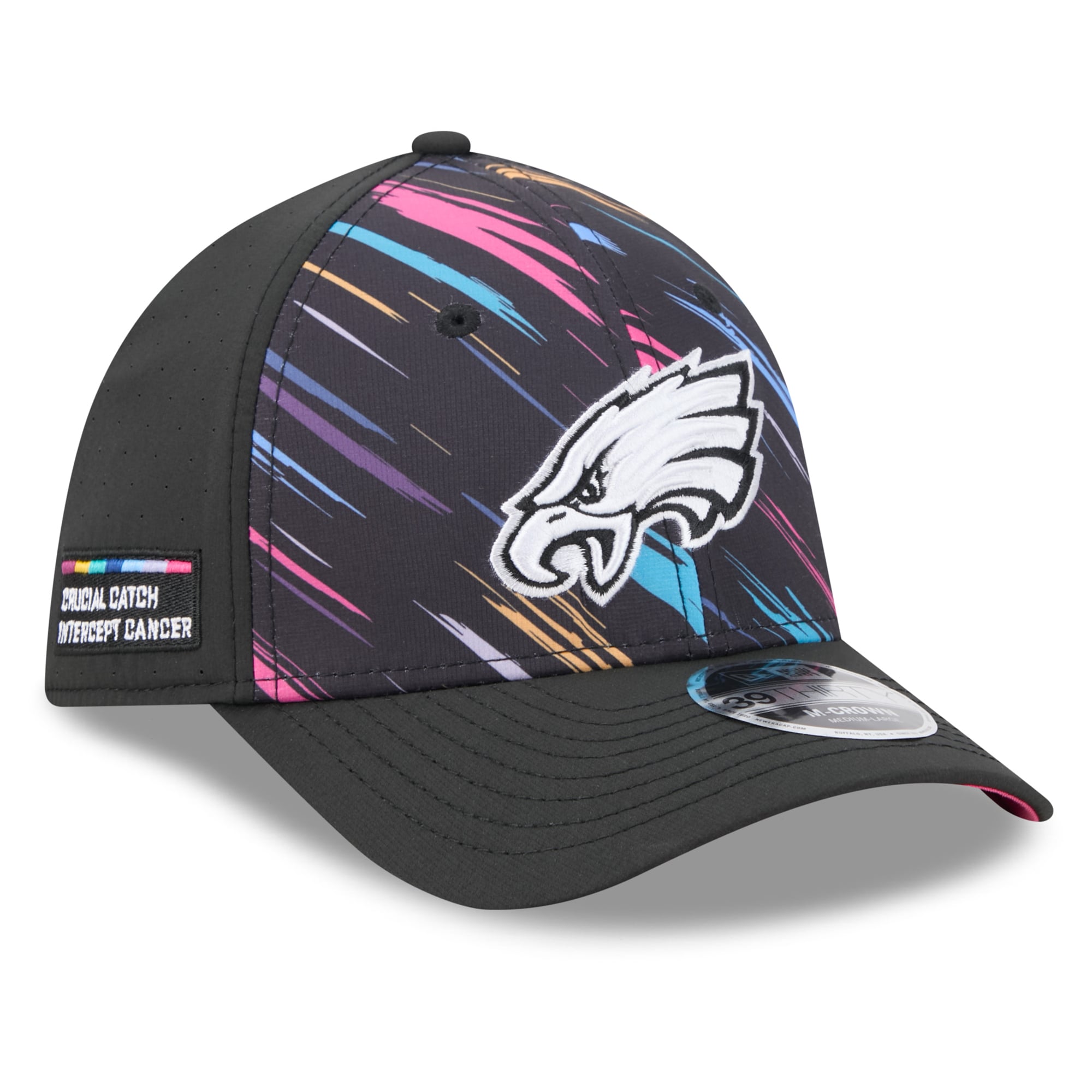 Men's New Era Black Philadelphia Eagles 2026 NFL Crucial Catch 39THIRTY M-Crown Stretch Hat
