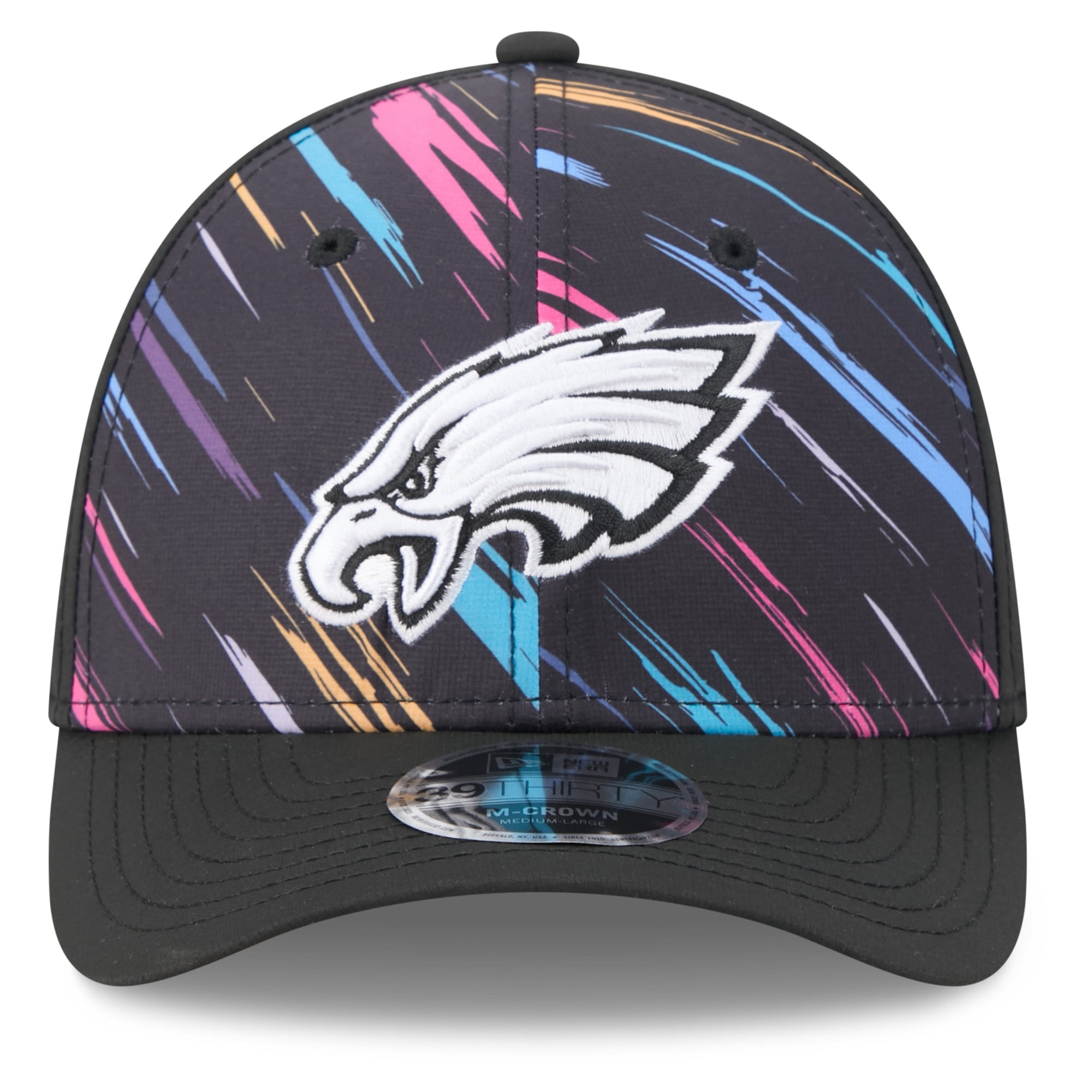 Men's New Era Black Philadelphia Eagles 2026 NFL Crucial Catch 39THIRTY M-Crown Stretch Hat