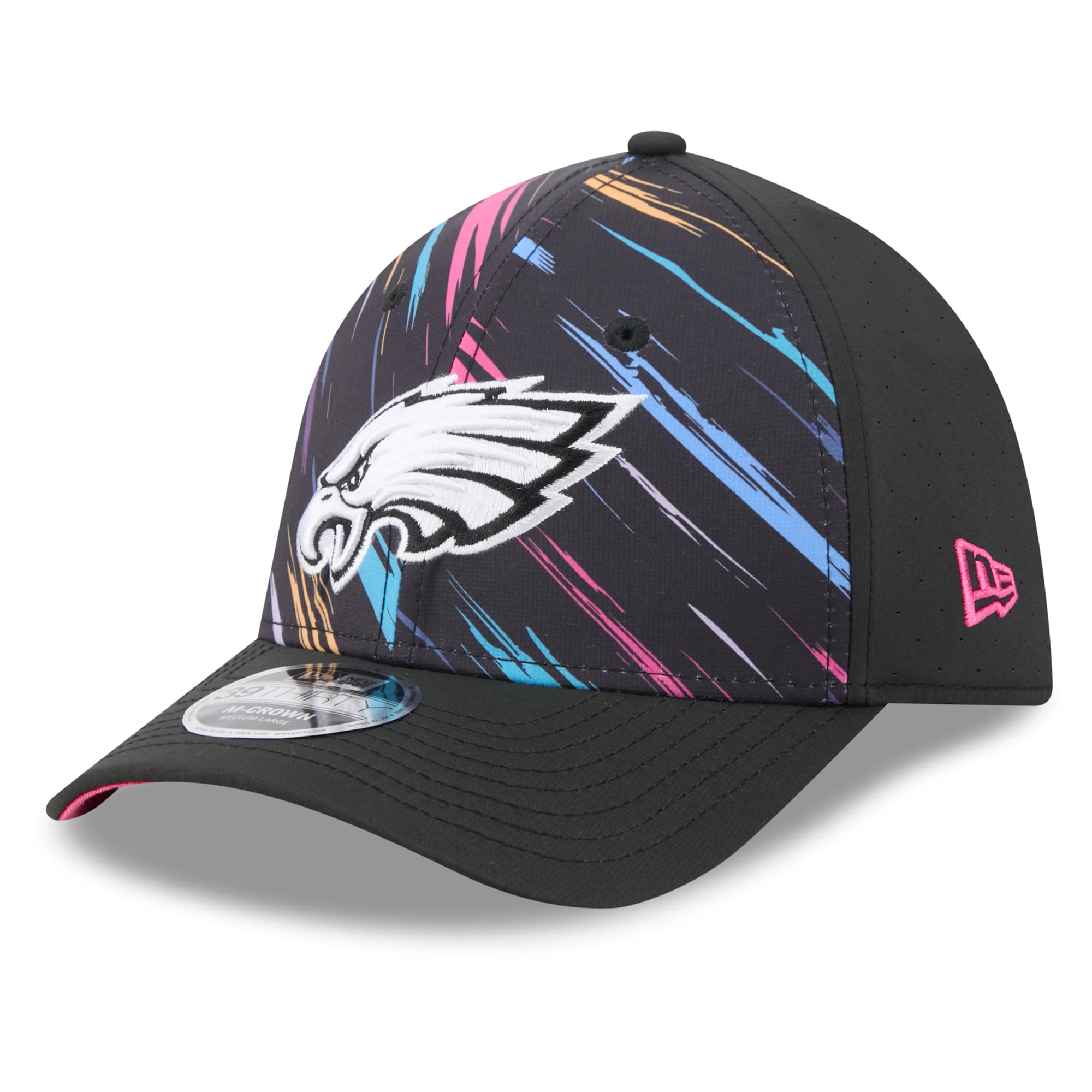 Men's New Era Black Philadelphia Eagles 2026 NFL Crucial Catch 39THIRTY M-Crown Stretch Hat