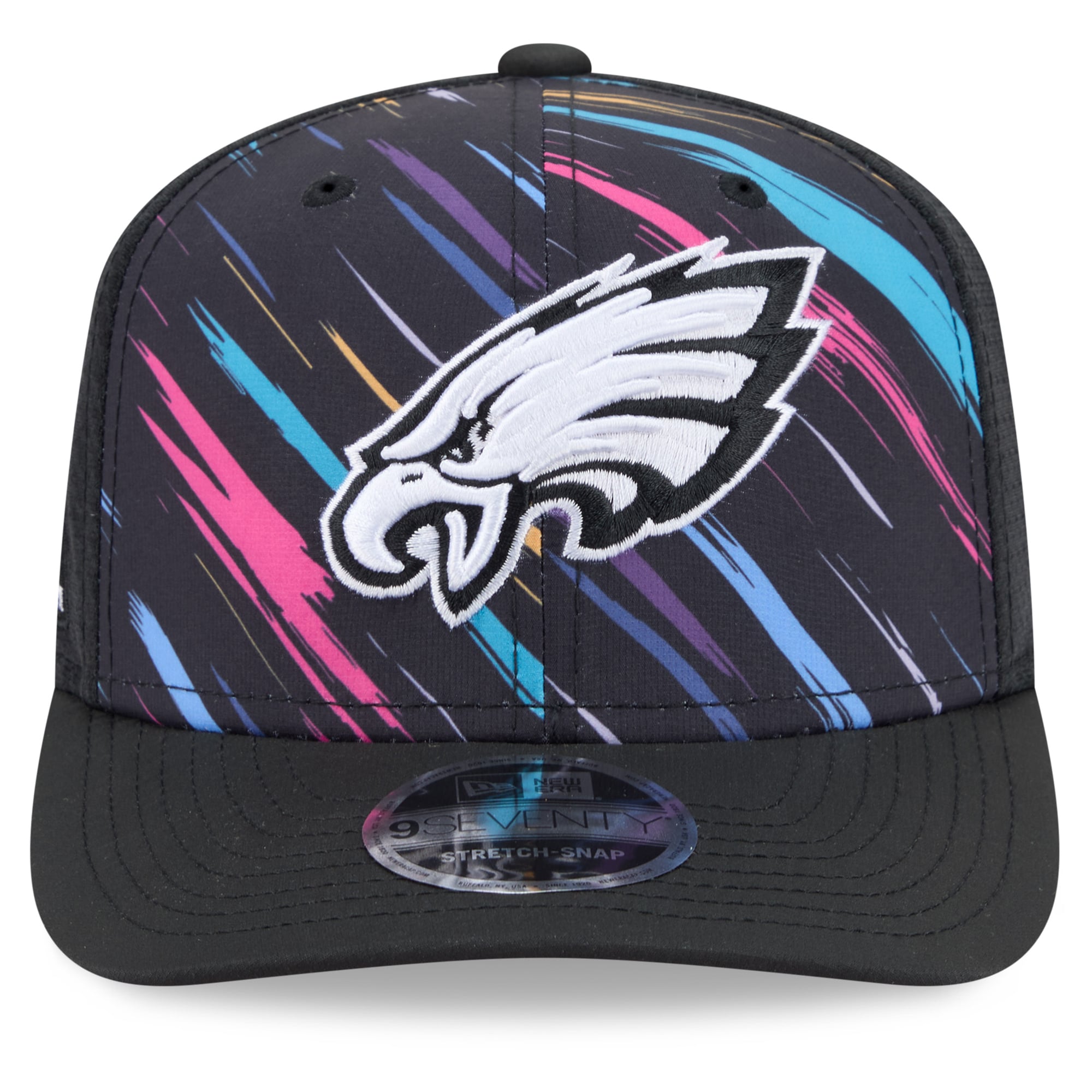 Men's New Era Black Philadelphia Eagles 2026 NFL Crucial Catch 9SEVENTY Adjustable Trucker Hat