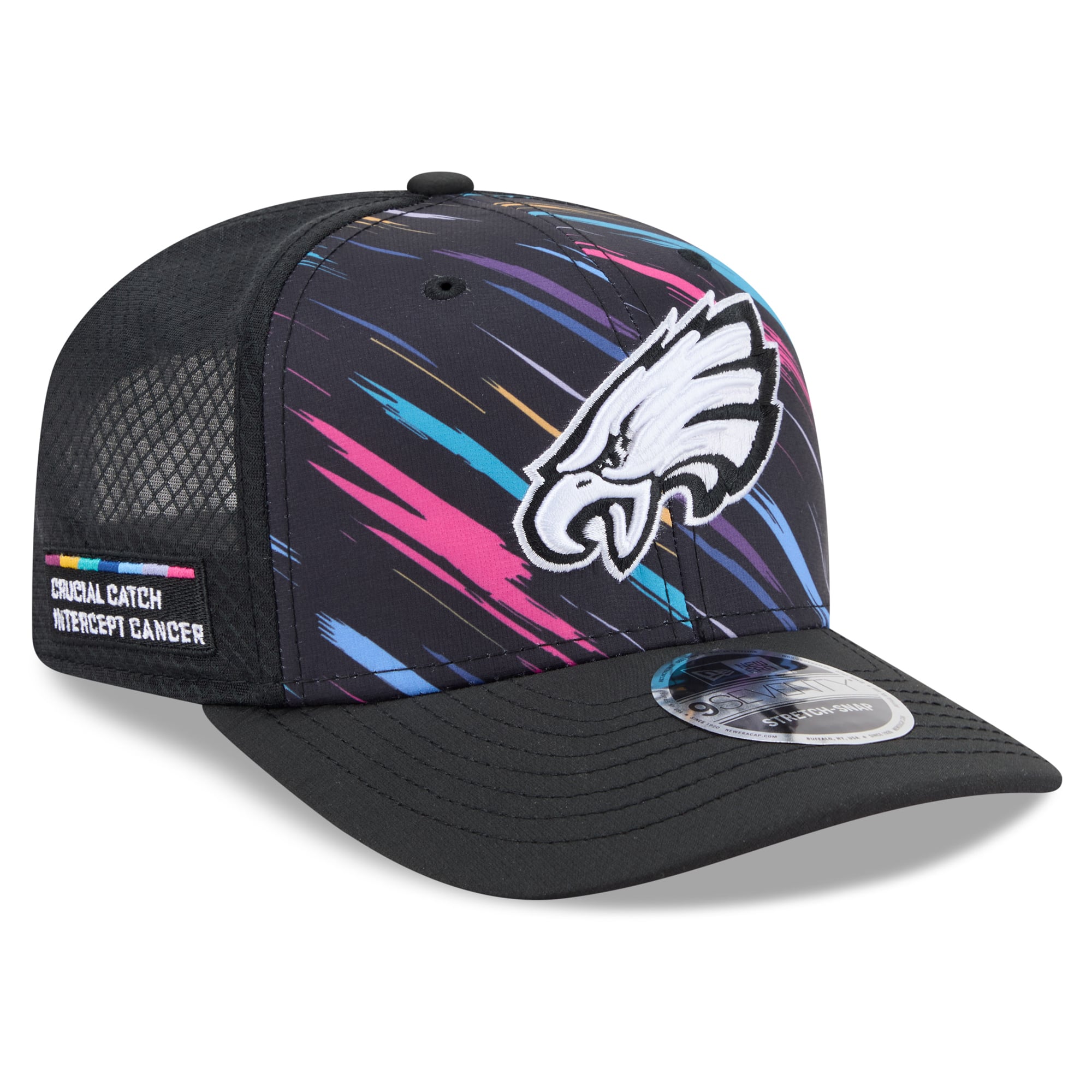 Men's New Era Black Philadelphia Eagles 2026 NFL Crucial Catch 9SEVENTY Adjustable Trucker Hat