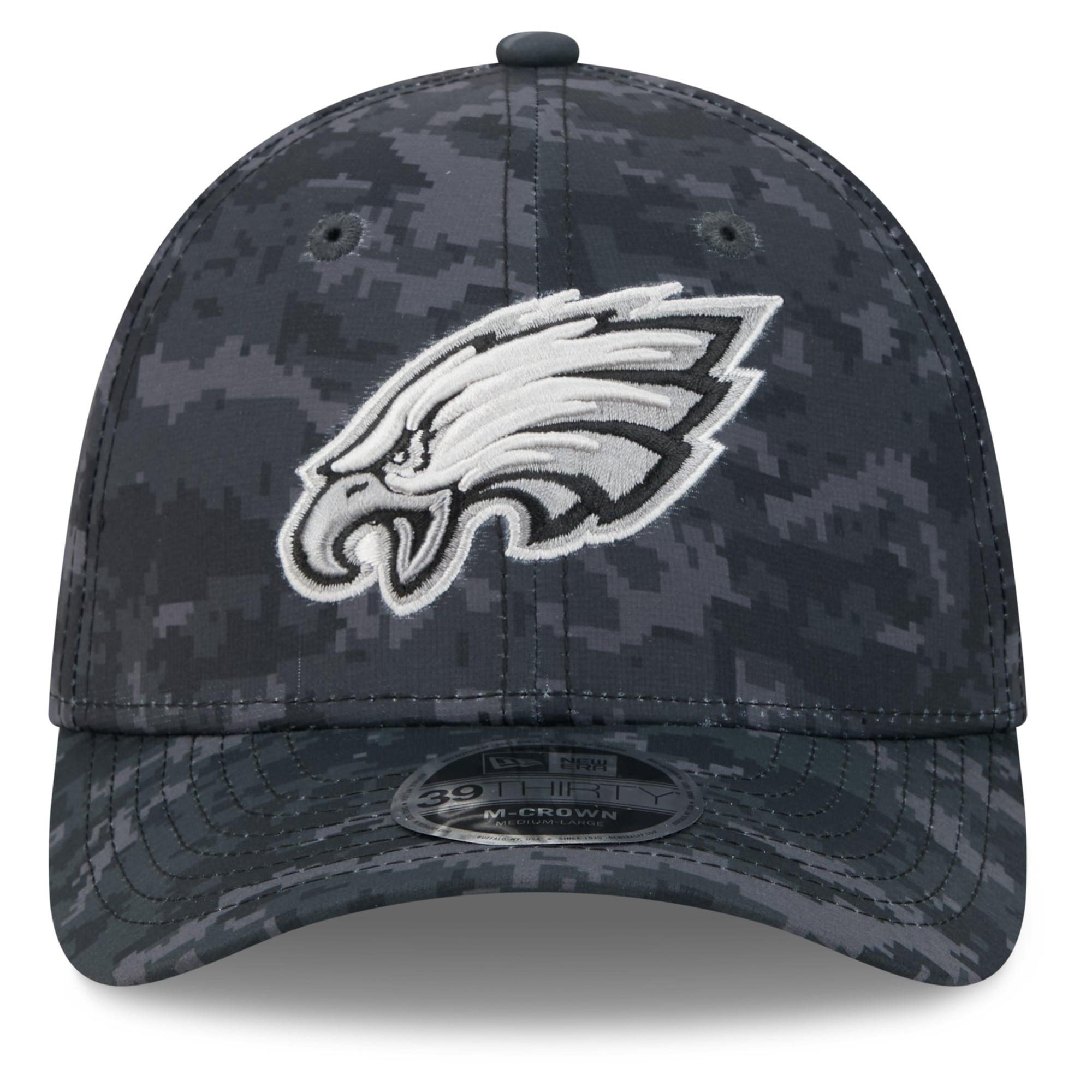 Casquette extensible New Era noire Philadelphia Eagles 2026 Salute To Service 39THIRTY M-Crown pour homme