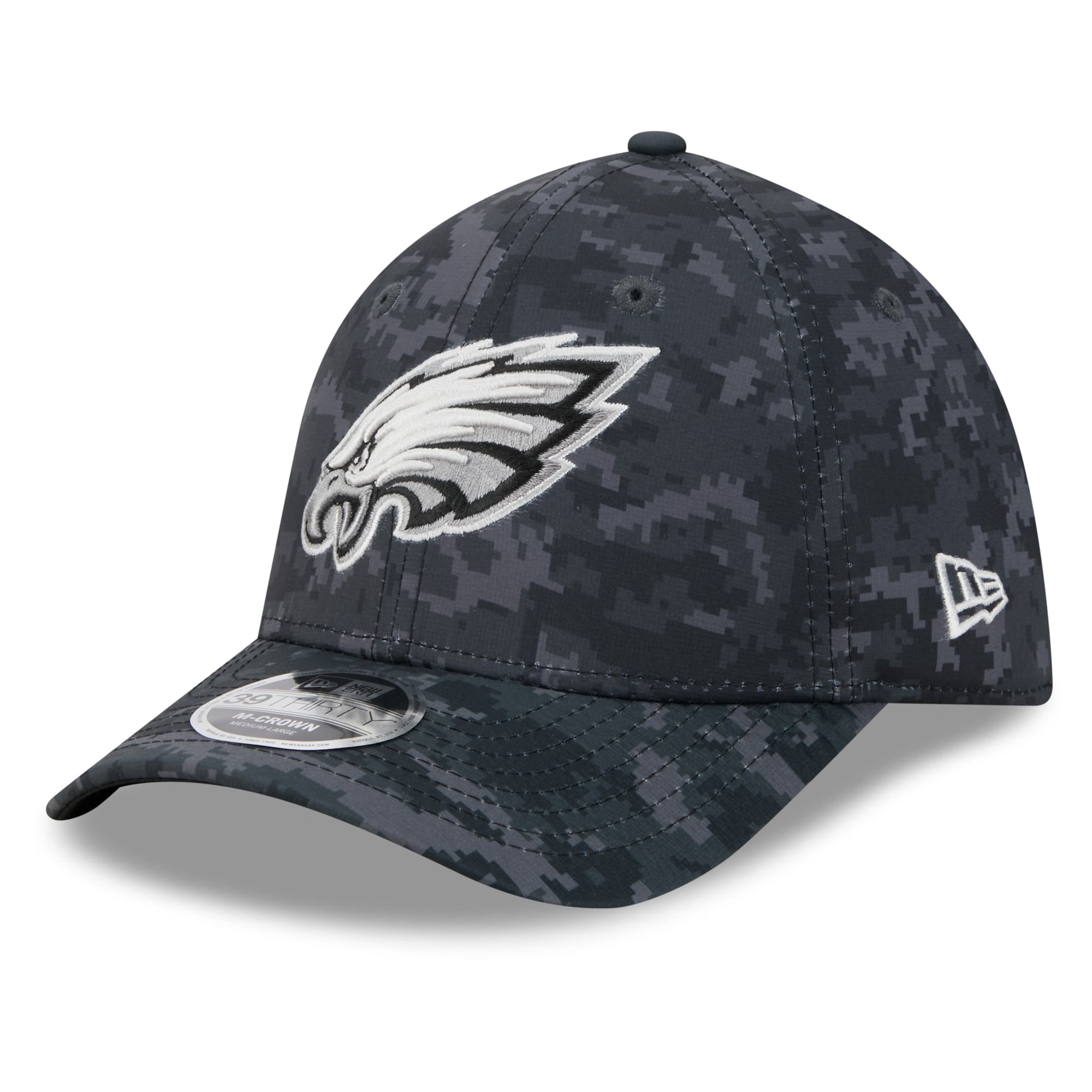 Casquette extensible New Era noire Philadelphia Eagles 2026 Salute To Service 39THIRTY M-Crown pour homme