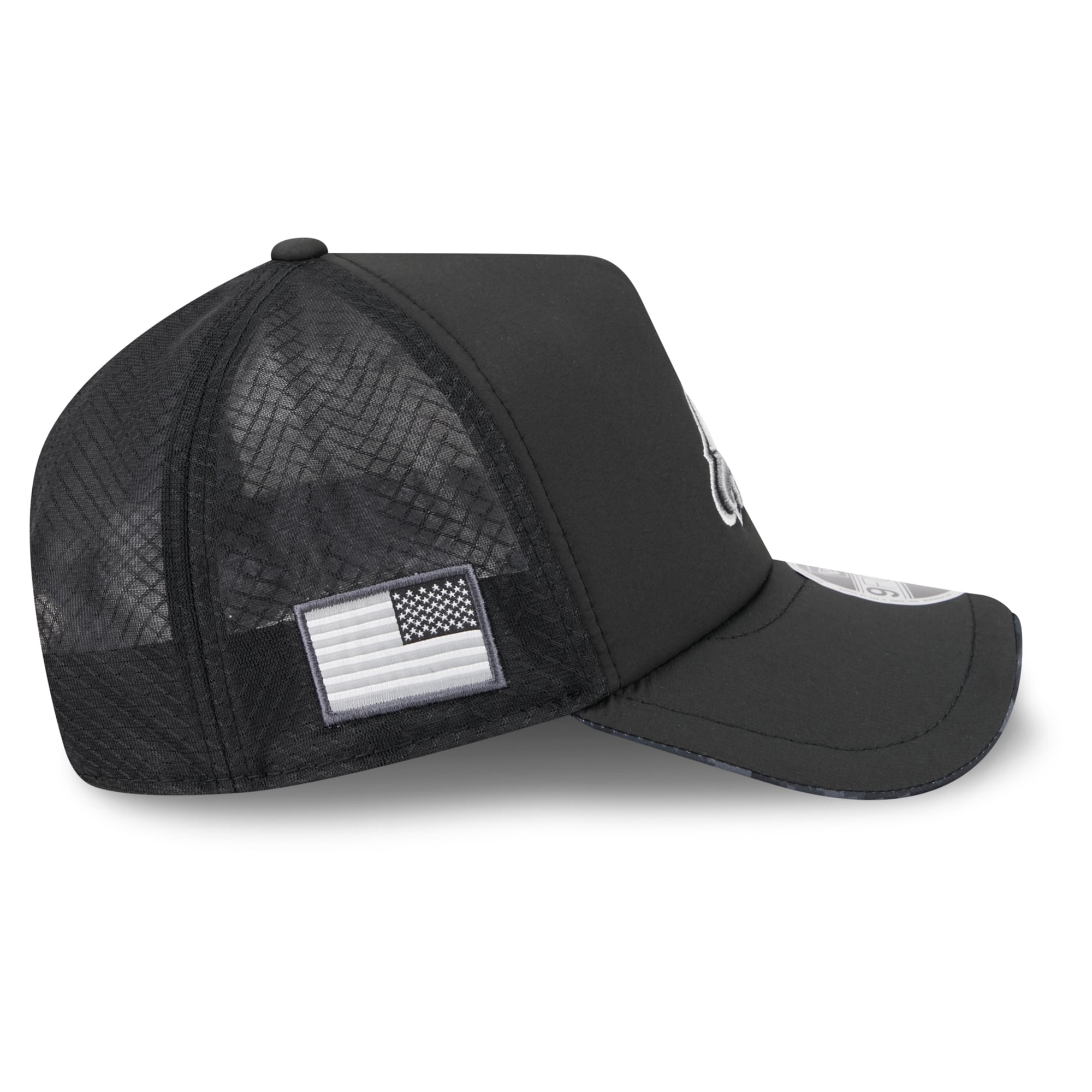 Casquette trucker ajustable New Era Apex 9FORTY noire Philadelphia Eagles 2026 Salute To Service pour homme