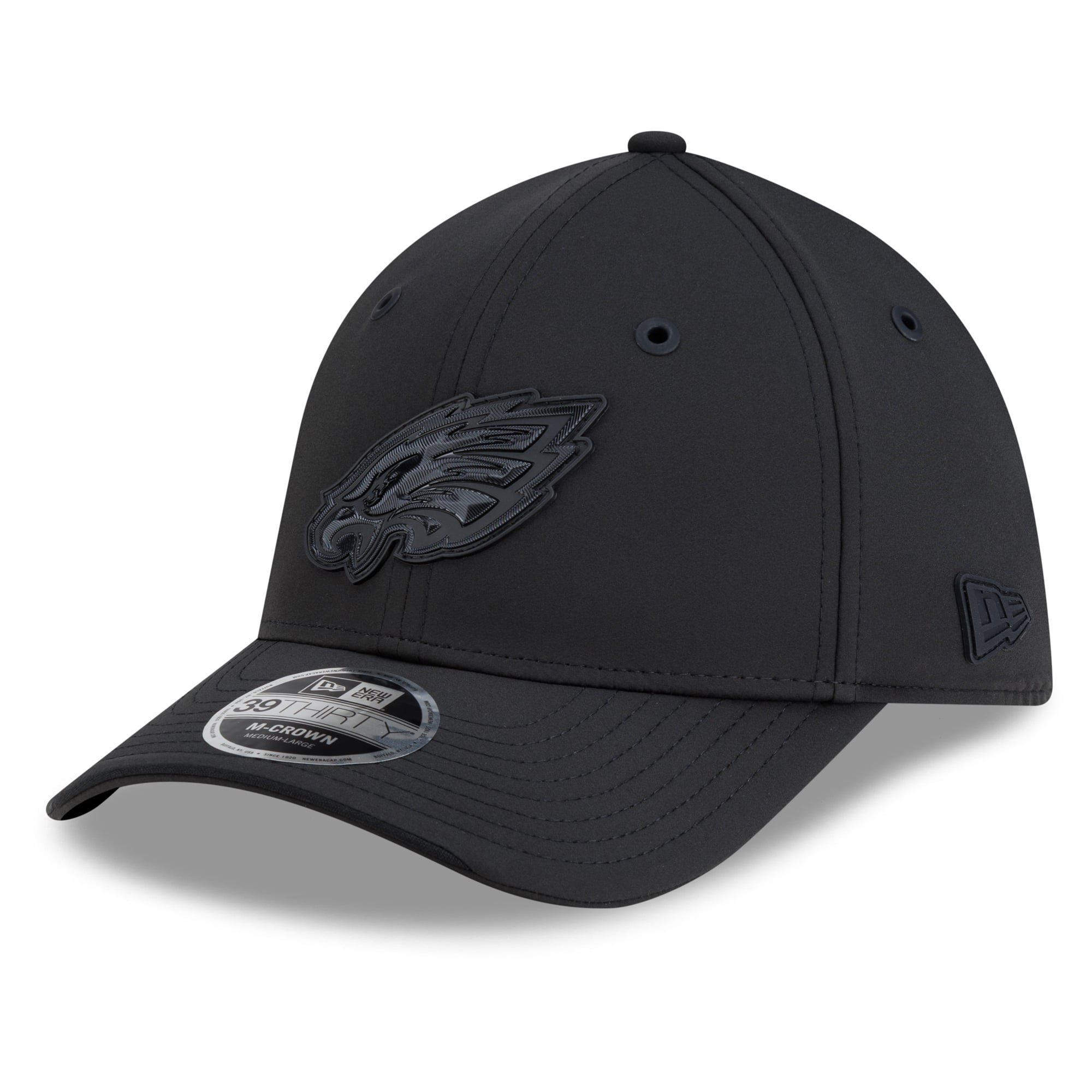 Casquette extensible New Era noire Philadelphia Eagles 2026 Sideline 39THIRTY M-Crown pour homme