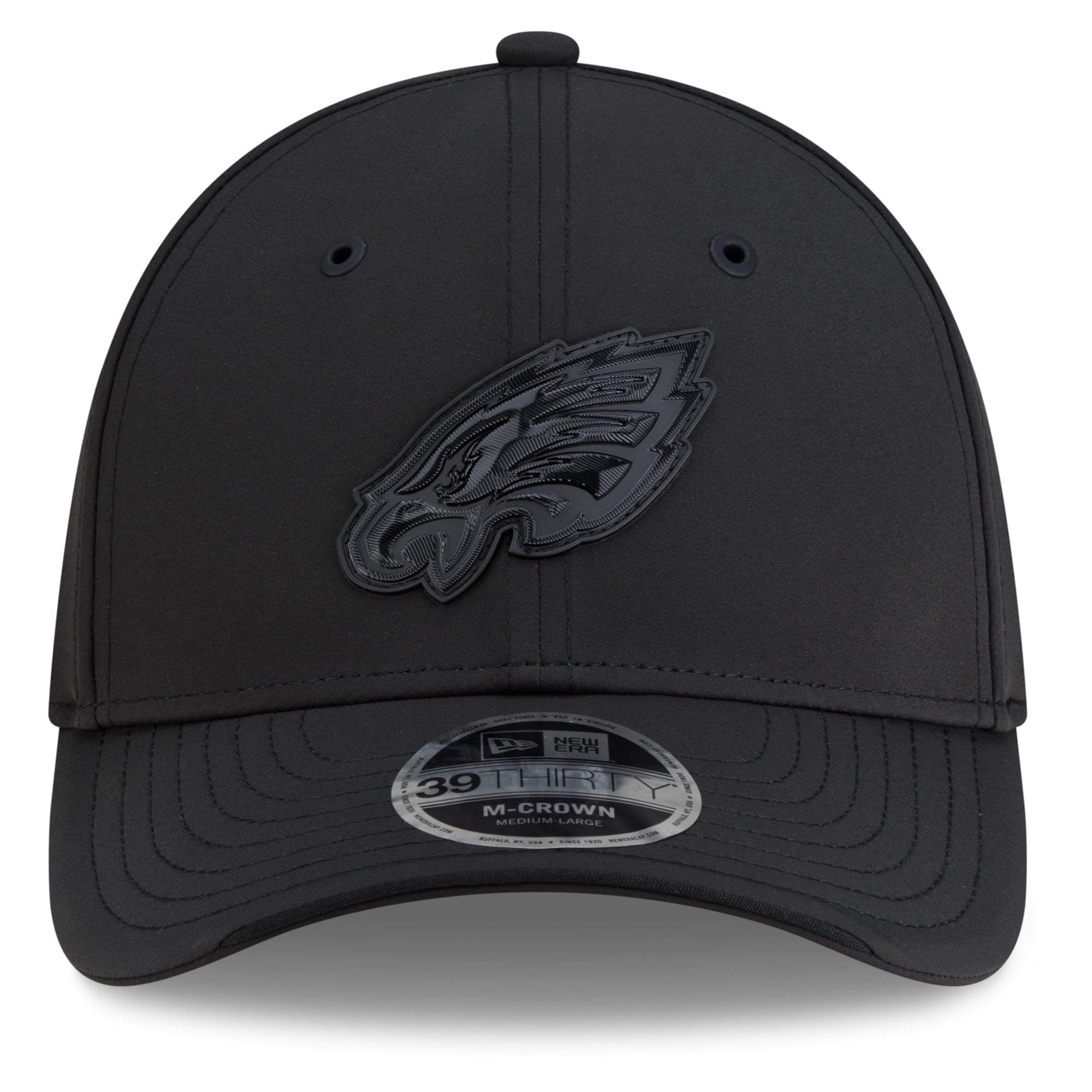 Casquette extensible New Era noire Philadelphia Eagles 2026 Sideline 39THIRTY M-Crown pour homme