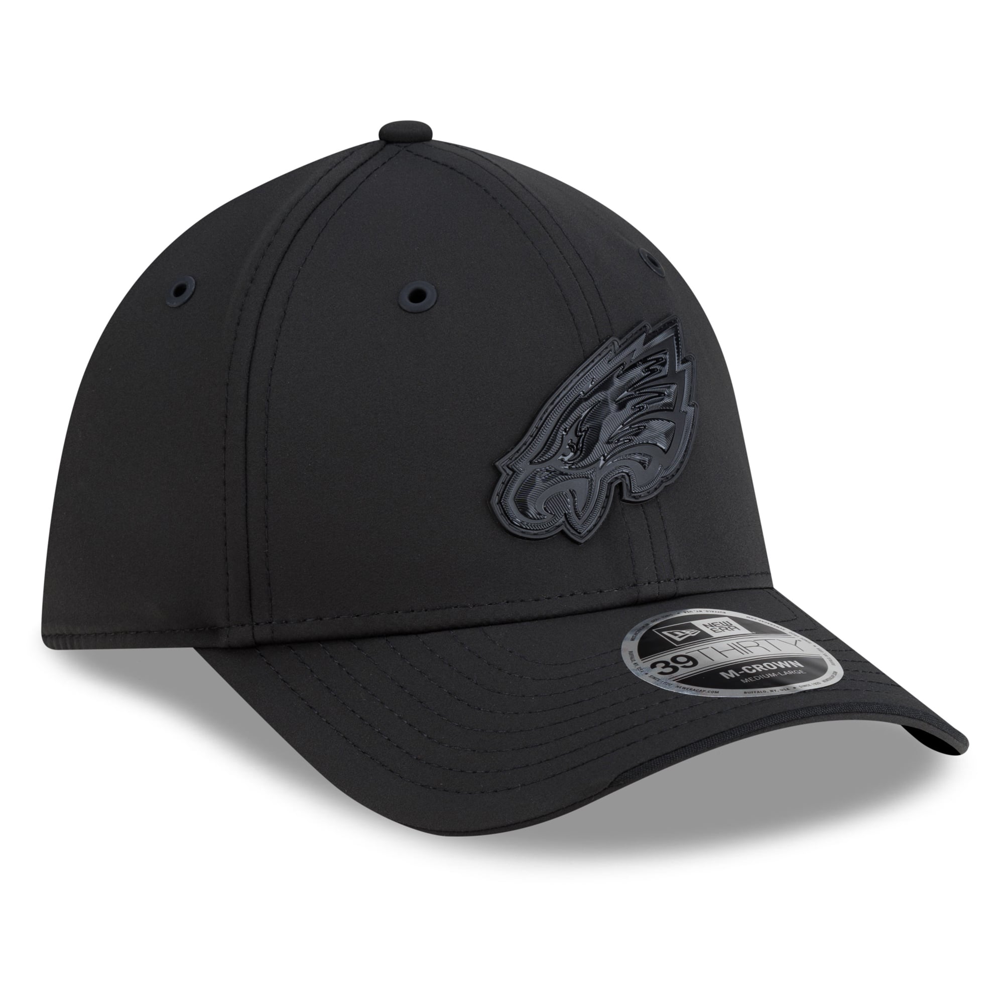 Casquette extensible New Era noire Philadelphia Eagles 2026 Sideline 39THIRTY M-Crown pour homme