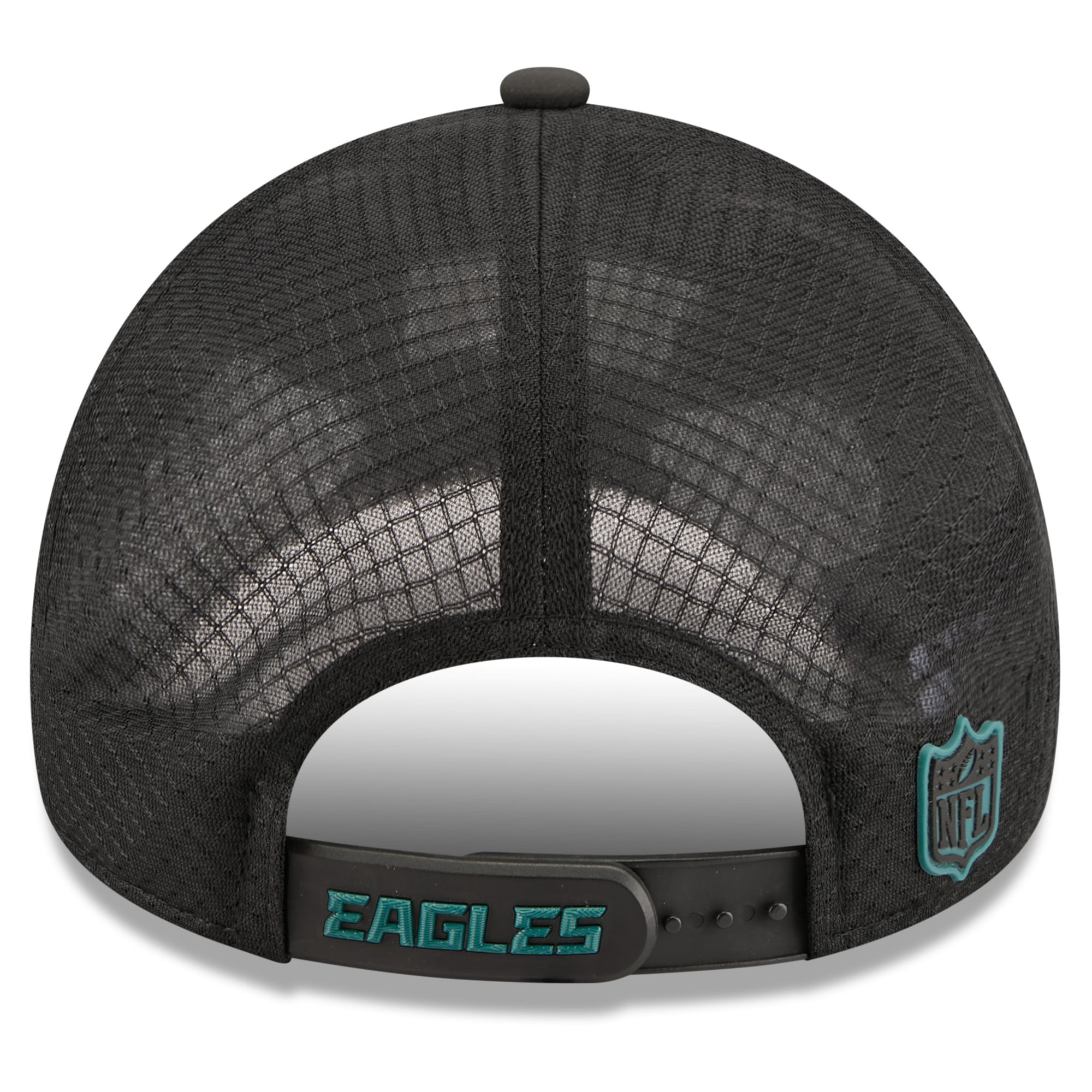 Casquette trucker ajustable New Era noire Philadelphia Eagles 2026 Sideline Apex 9FORTY pour homme