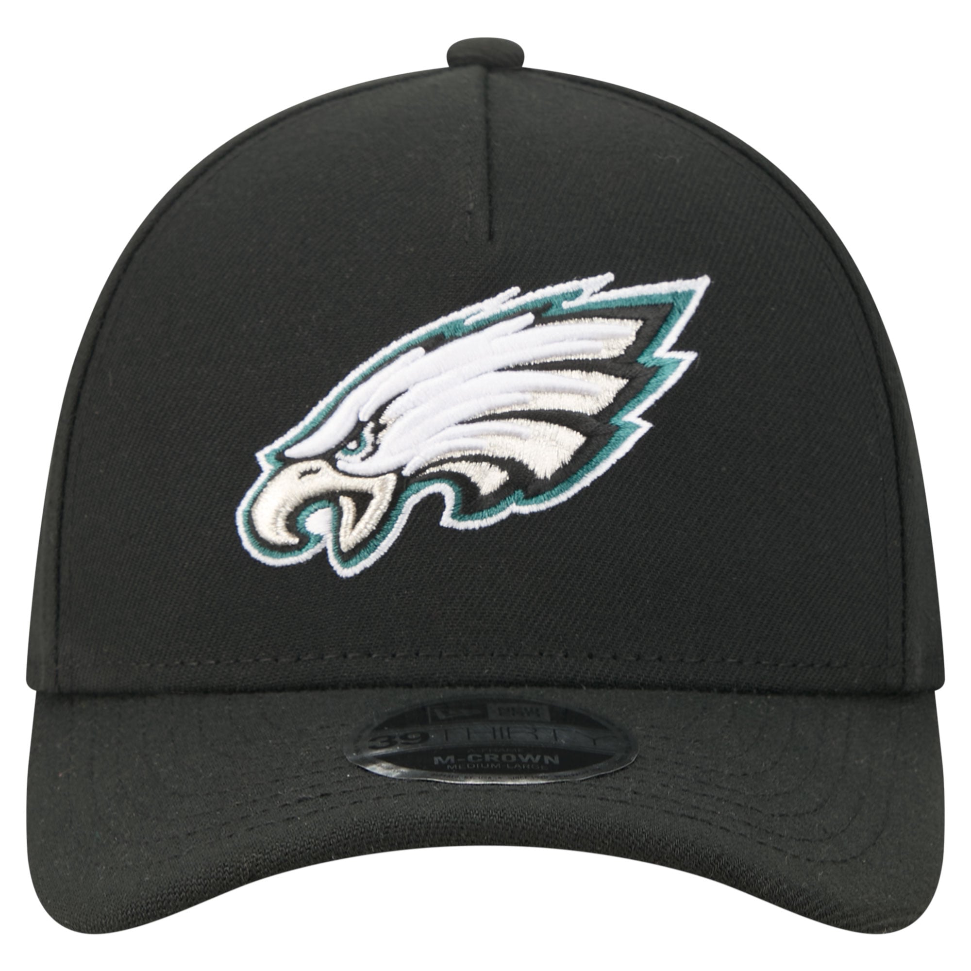 Men's New Era Black Philadelphia Eagles 39THIRTY M-Crown A-Frame Stretch Hat